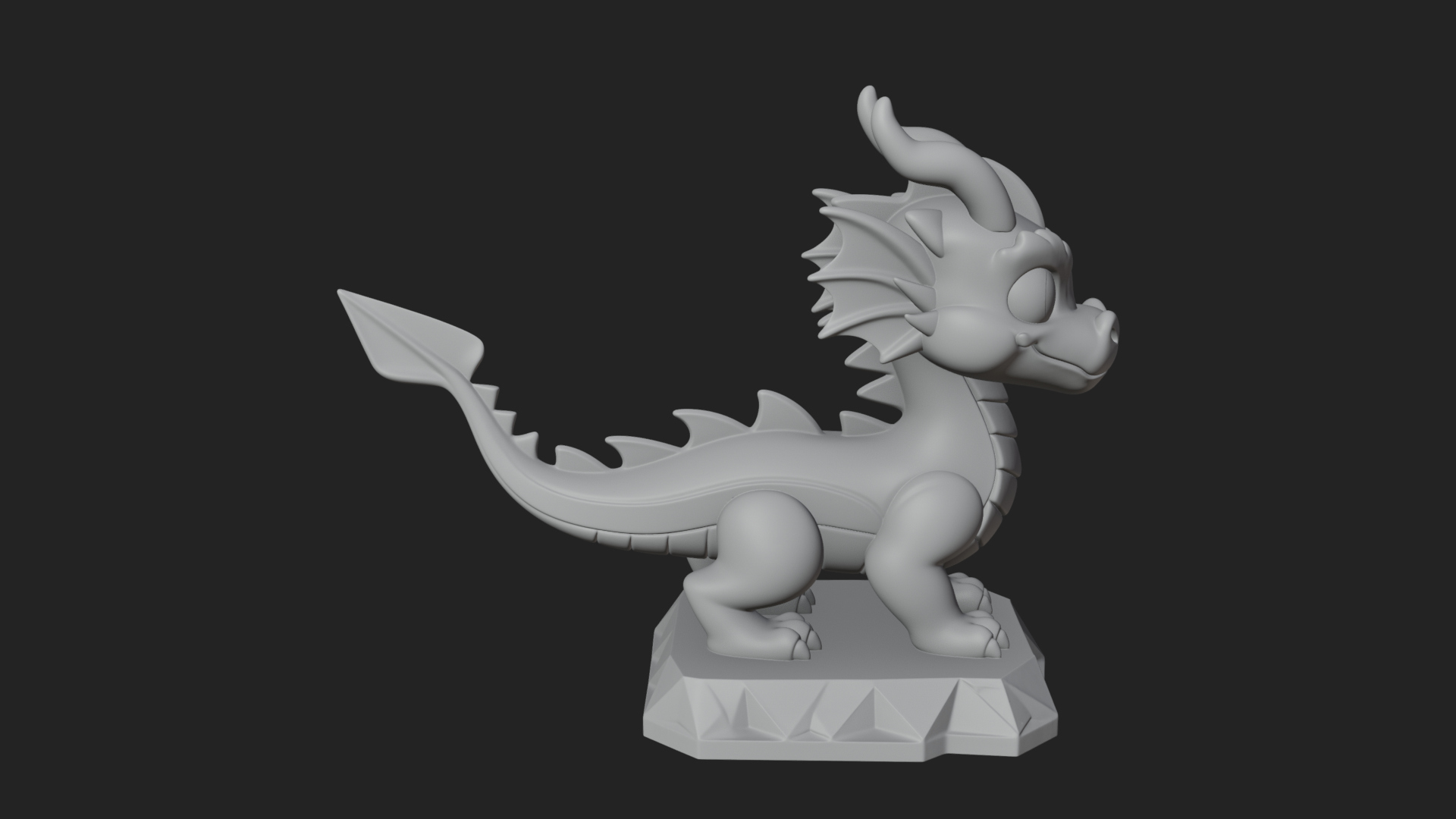 Cute Cartoon Dragon Statue Design 1 3D Print Model 3D Model