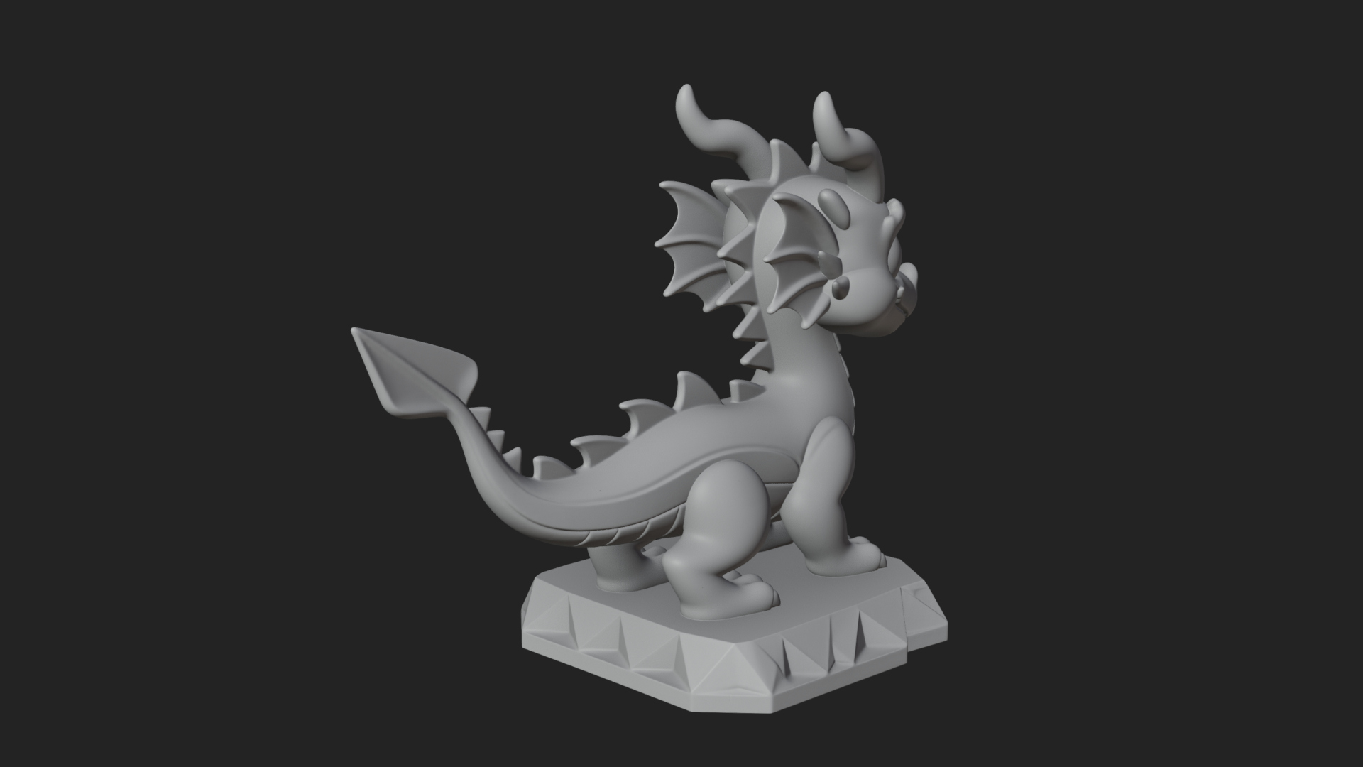 Cute Cartoon Dragon Statue Design 1 3D Print Model 3D Model