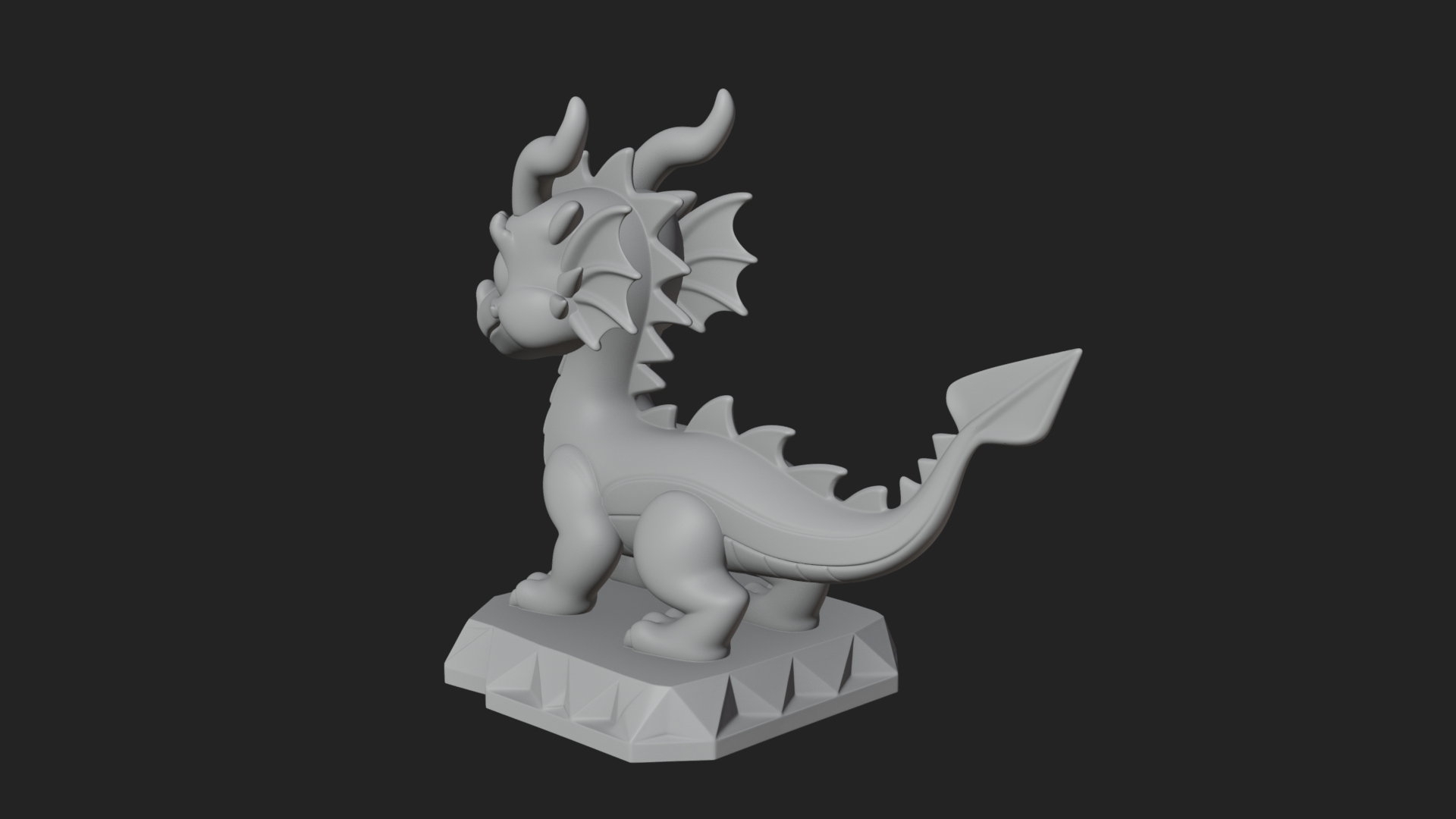 Cute Cartoon Dragon Statue Design 1 3D Print Model 3D Model