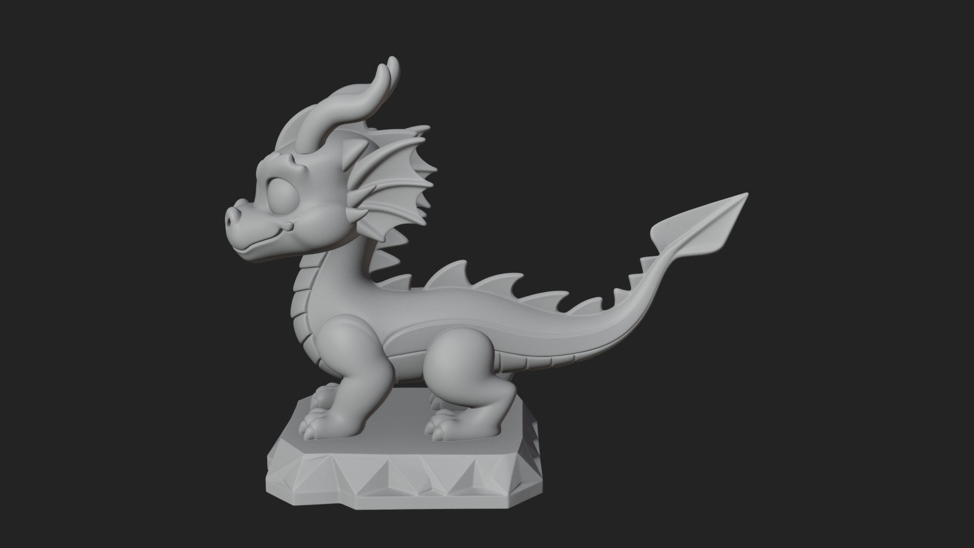 Cute Cartoon Dragon Statue Design 1 3D Print Model 3D Model