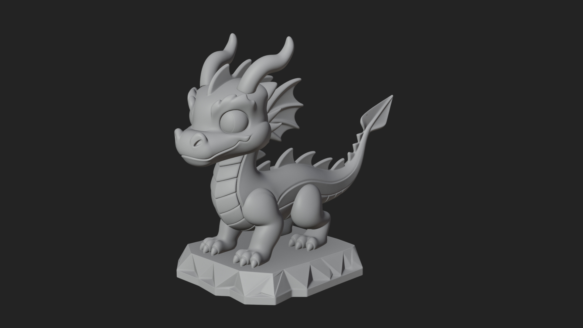 Cute Cartoon Dragon Statue Design 1 3D Print Model 3D Model