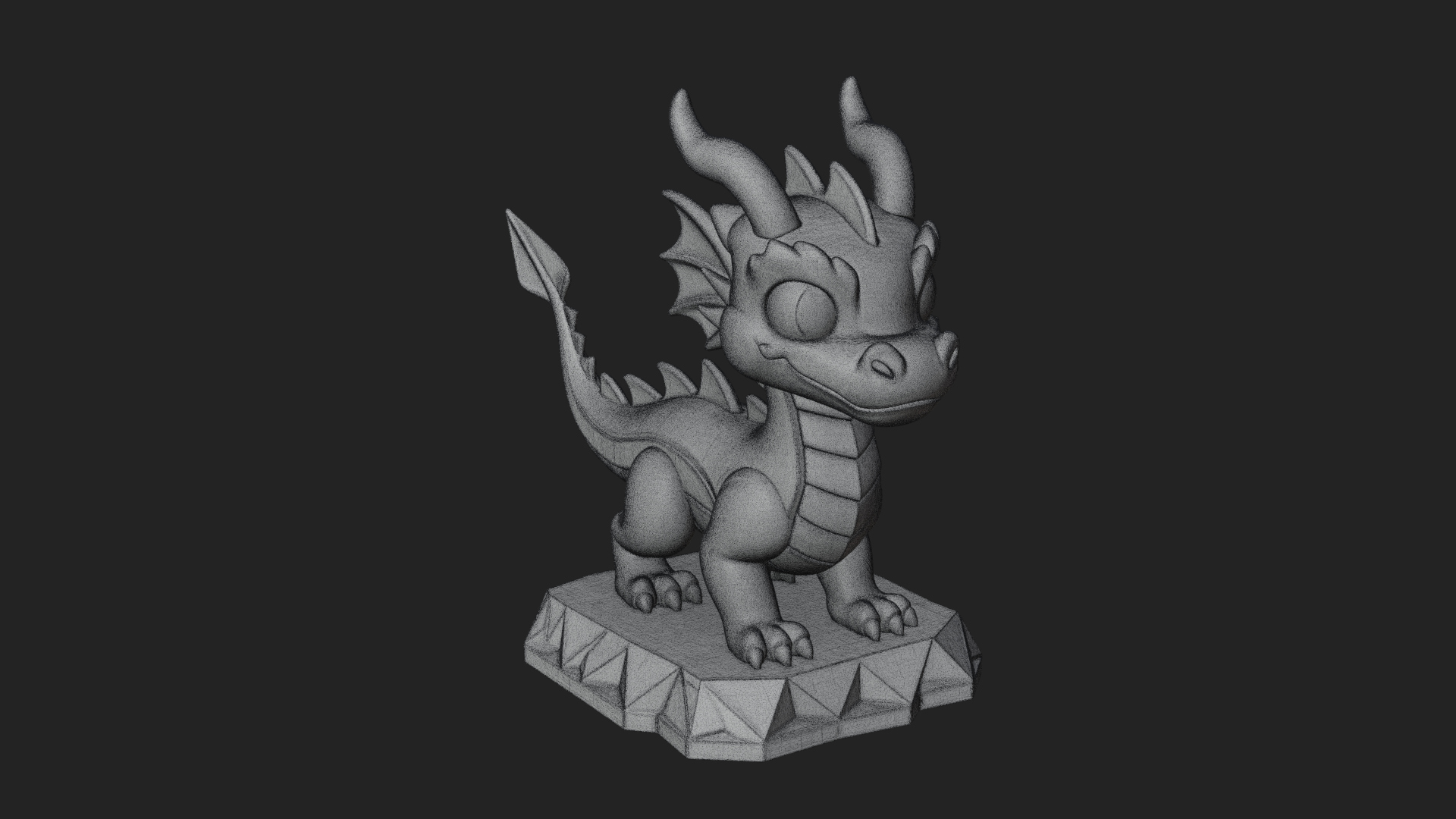 Cute Cartoon Dragon Statue Design 1 3D Print Model 3D Model