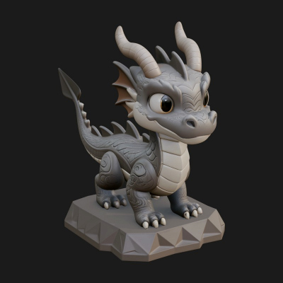 Cute Cartoon Dragon Statue Design 1 3D Print Model