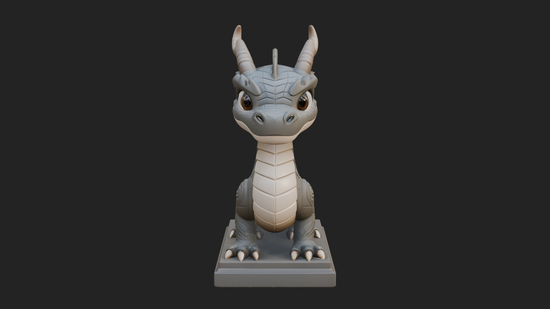 Cute Cartoon Dragon Statue Design 2 3D Print Model 3D Model