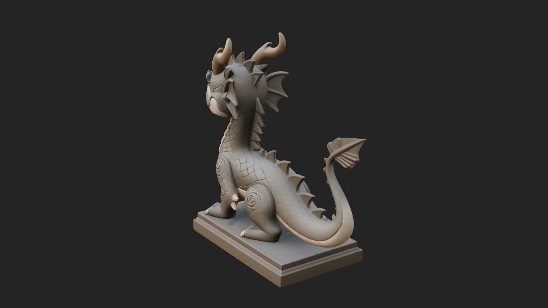 Cute Cartoon Dragon Statue Design 2 3D Print Model 3D Model