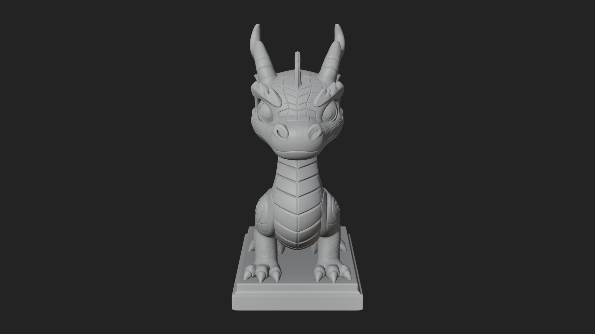Cute Cartoon Dragon Statue Design 2 3D Print Model 3D Model