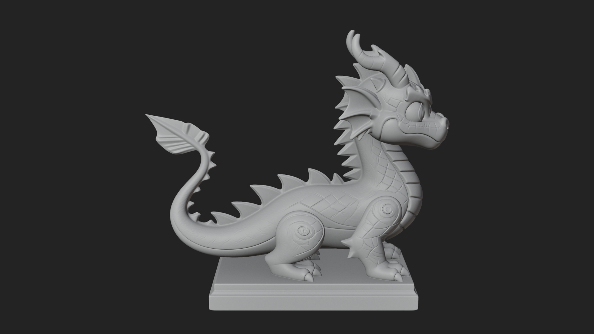 Cute Cartoon Dragon Statue Design 2 3D Print Model 3D Model