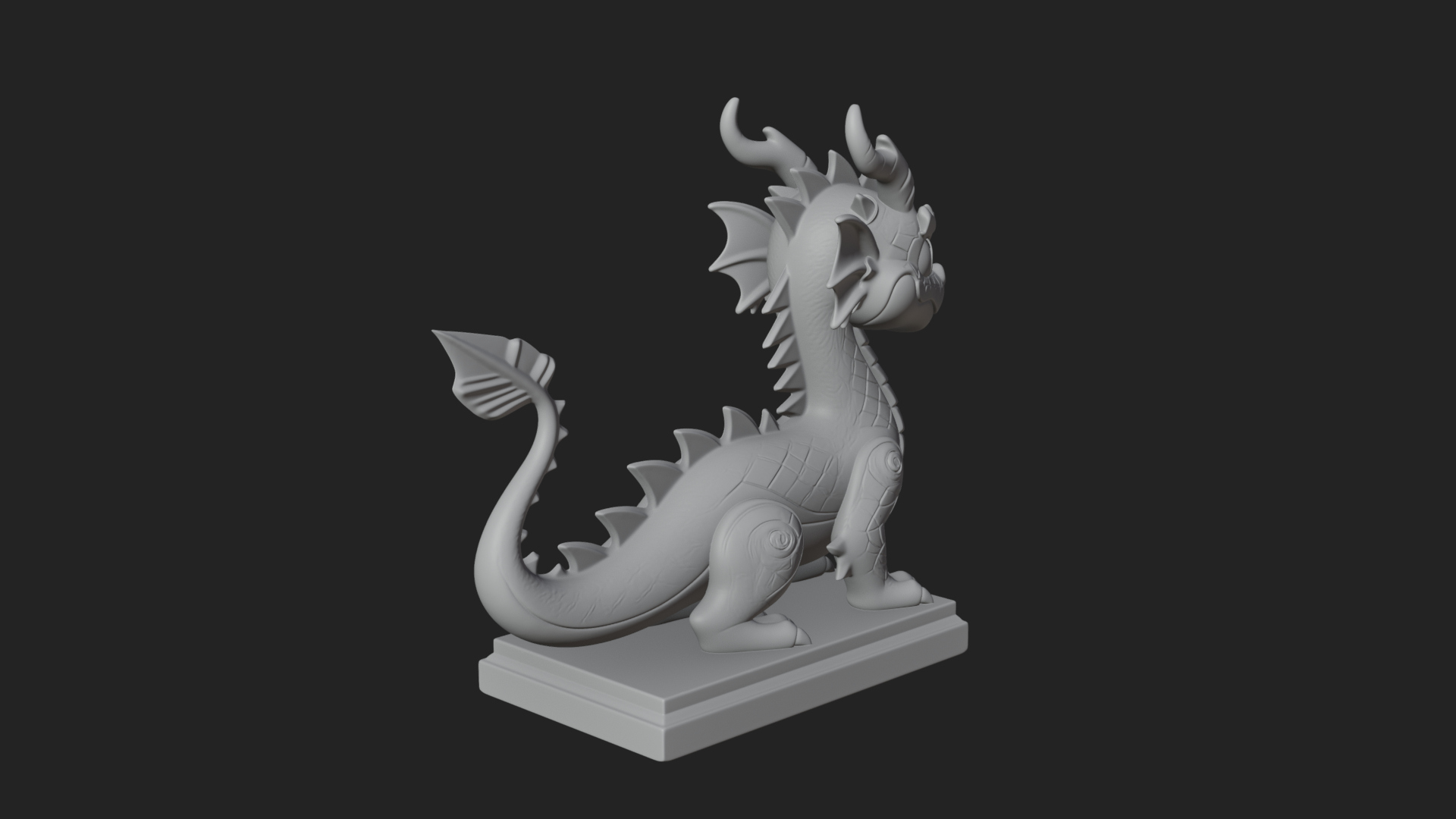 Cute Cartoon Dragon Statue Design 2 3D Print Model 3D Model