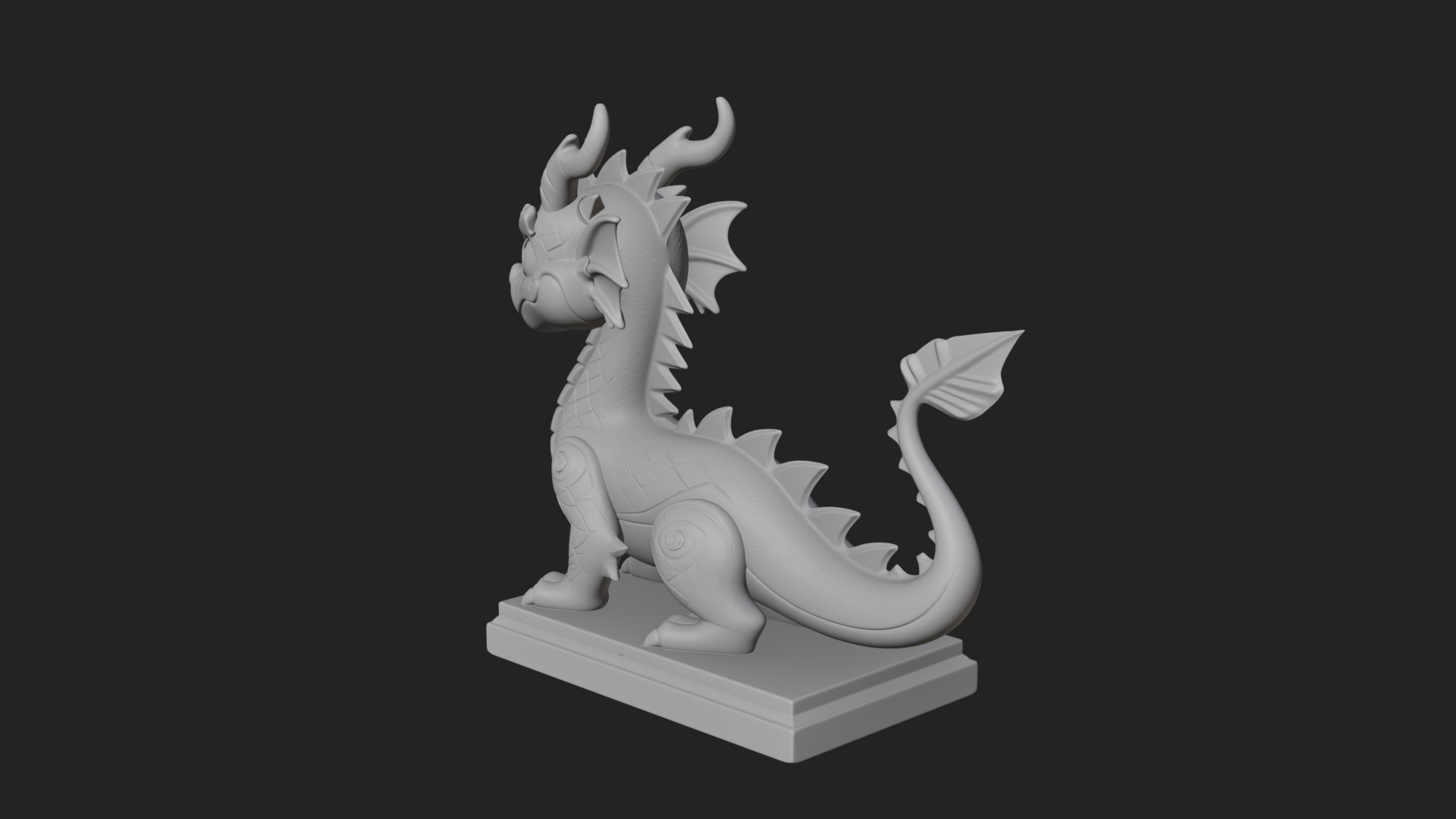 Cute Cartoon Dragon Statue Design 2 3D Print Model 3D Model