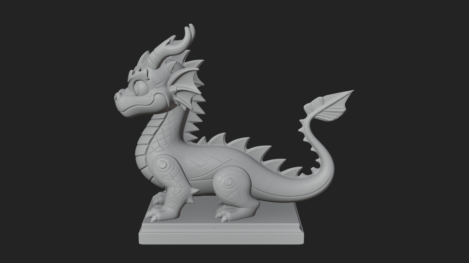 Cute Cartoon Dragon Statue Design 2 3D Print Model 3D Model
