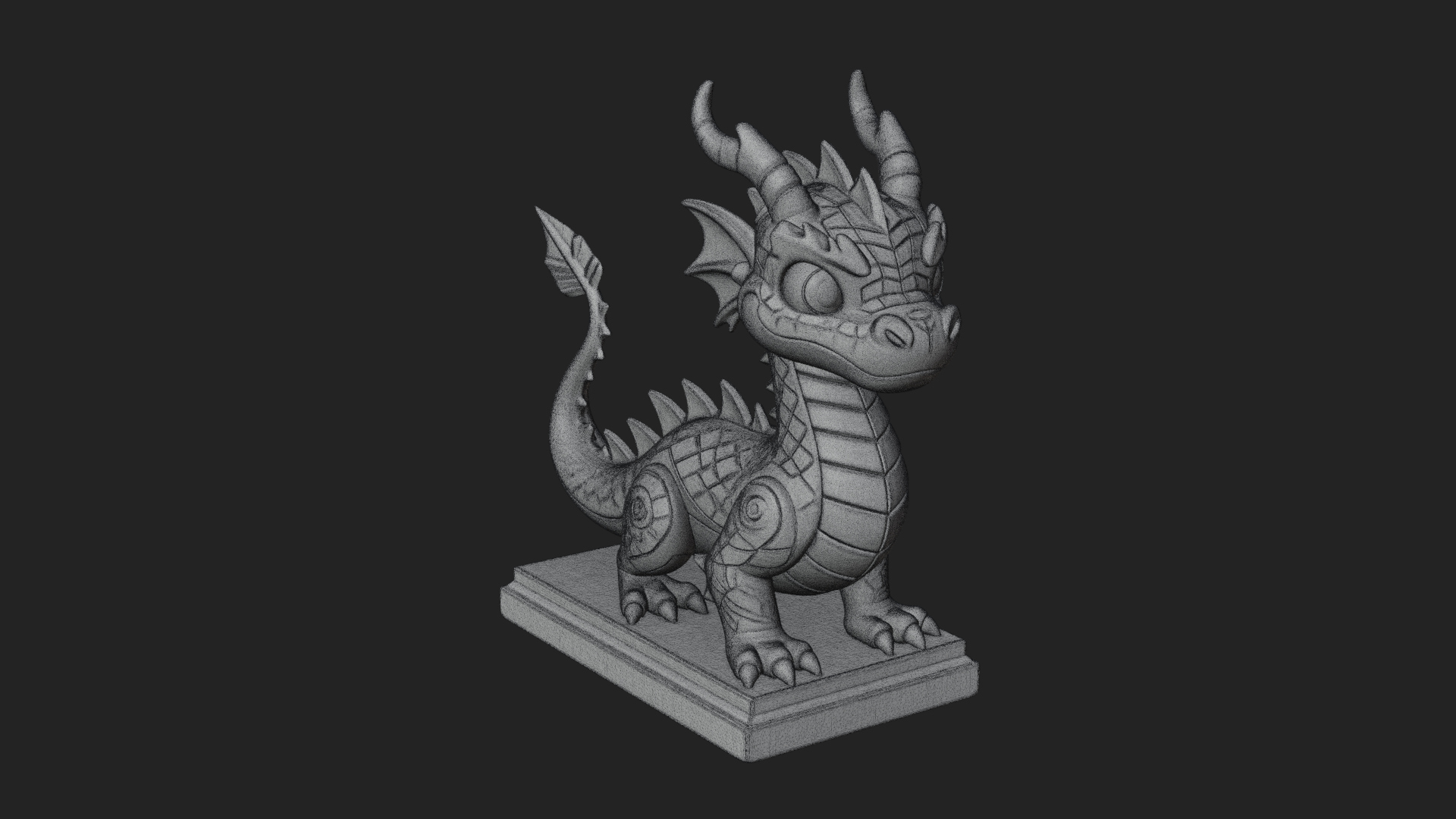 Cute Cartoon Dragon Statue Design 2 3D Print Model 3D Model