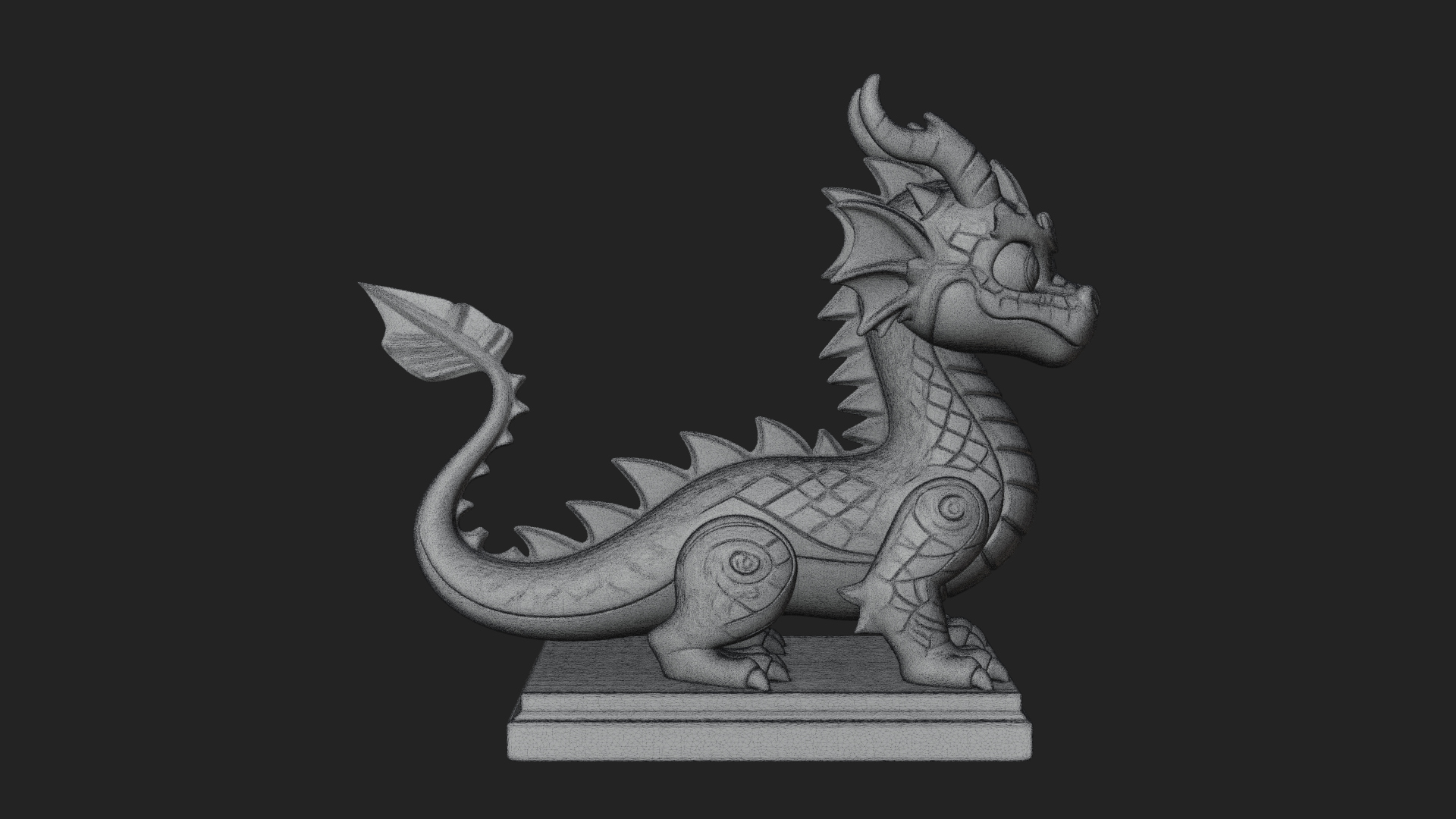 Cute Cartoon Dragon Statue Design 2 3D Print Model 3D Model