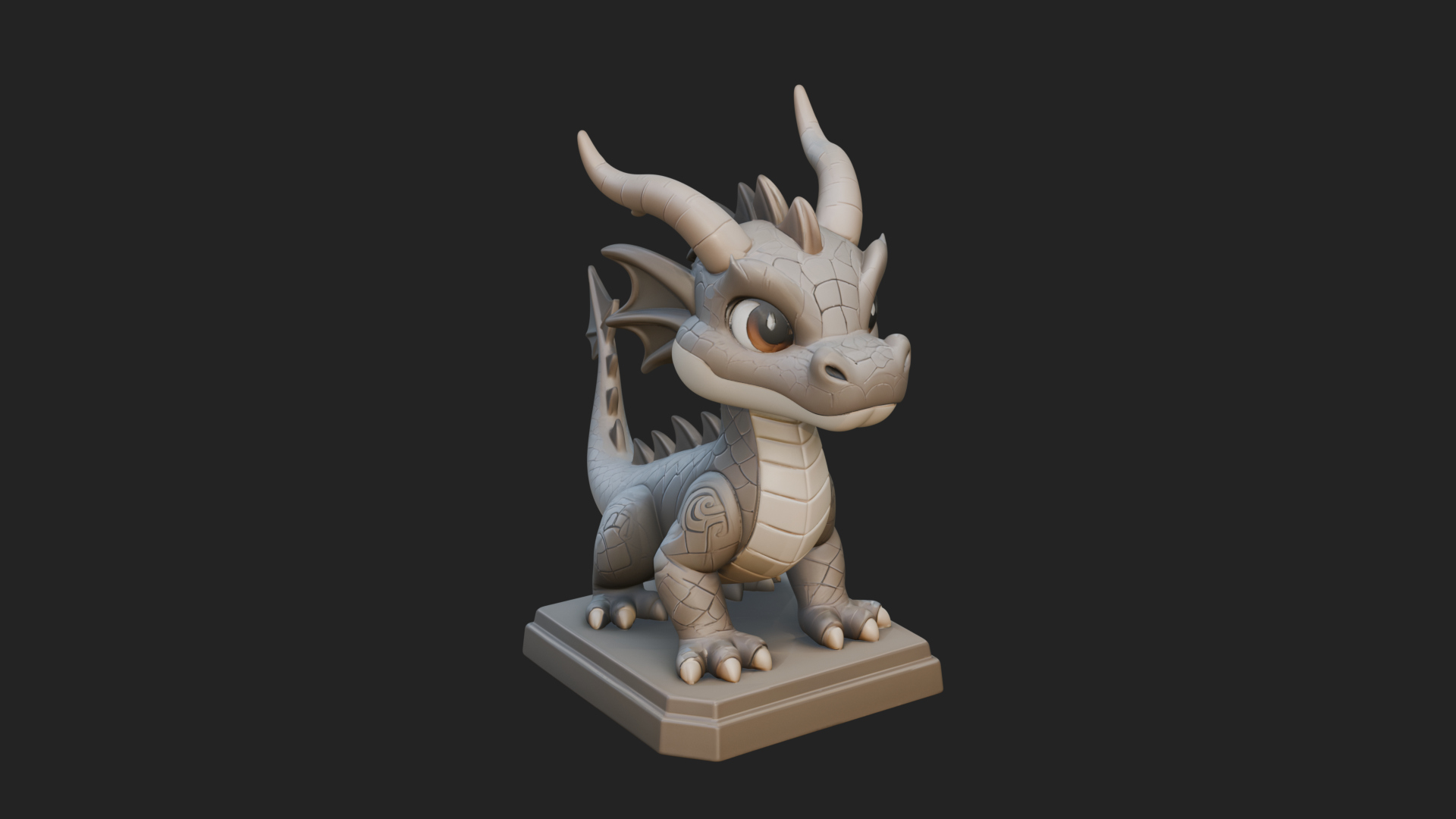 Cute Cartoon Dragon Statue Design 3 3D Print Model 3D Model