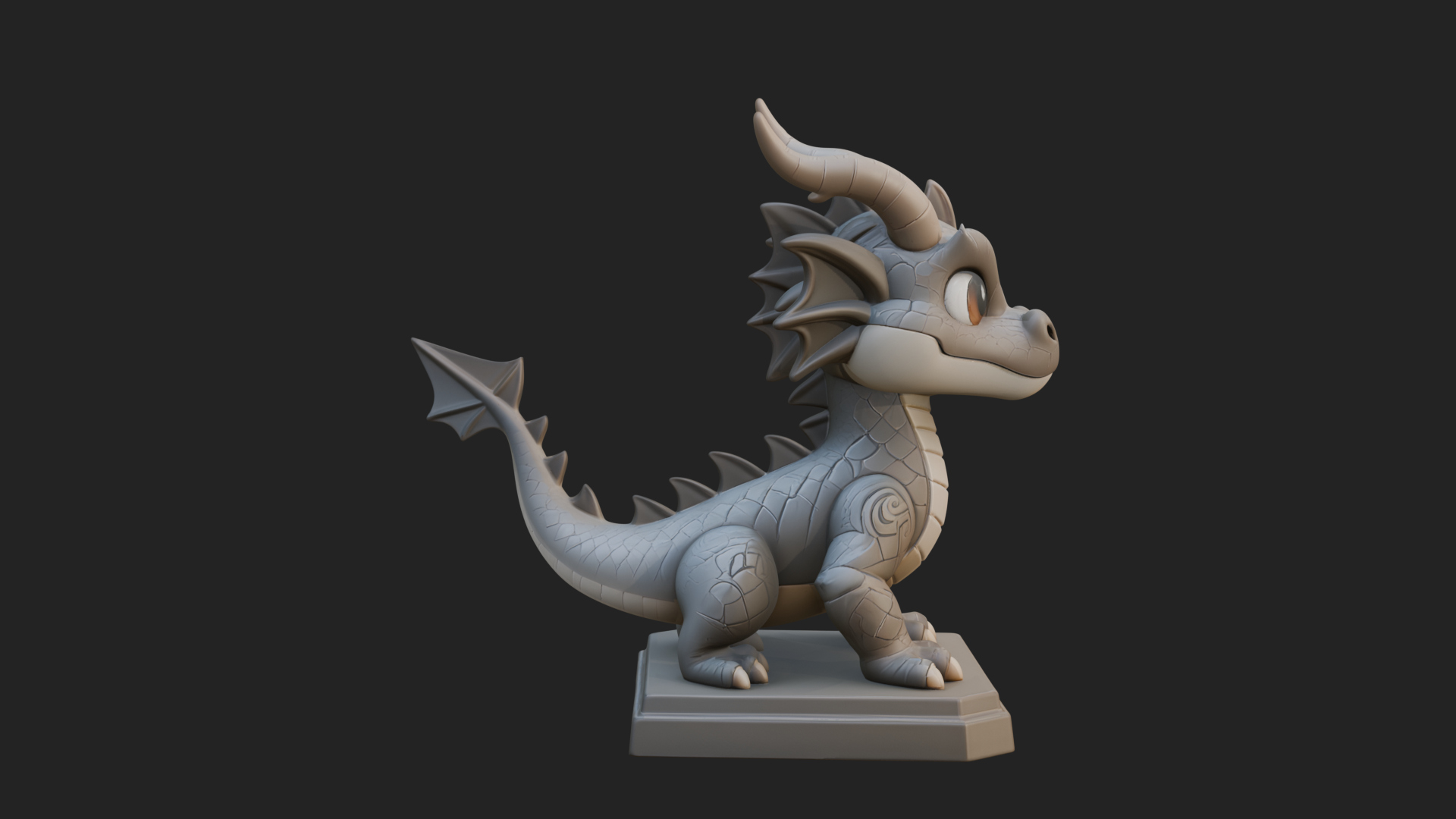 Cute Cartoon Dragon Statue Design 3 3D Print Model 3D Model
