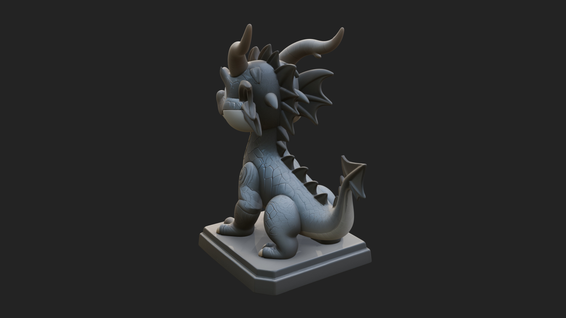 Cute Cartoon Dragon Statue Design 3 3D Print Model 3D Model