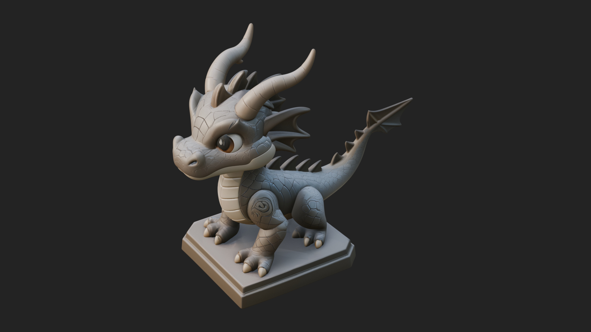 Cute Cartoon Dragon Statue Design 3 3D Print Model 3D Model