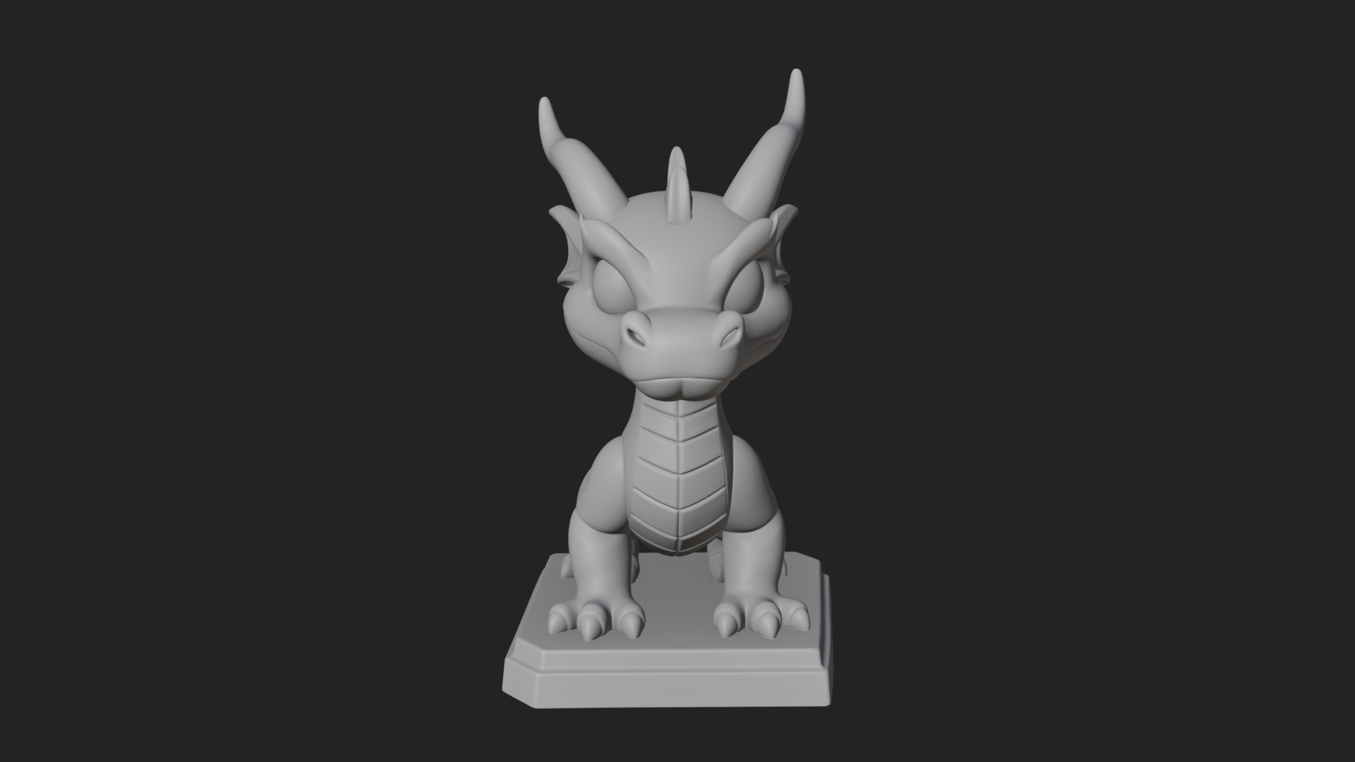 Cute Cartoon Dragon Statue Design 3 3D Print Model 3D Model