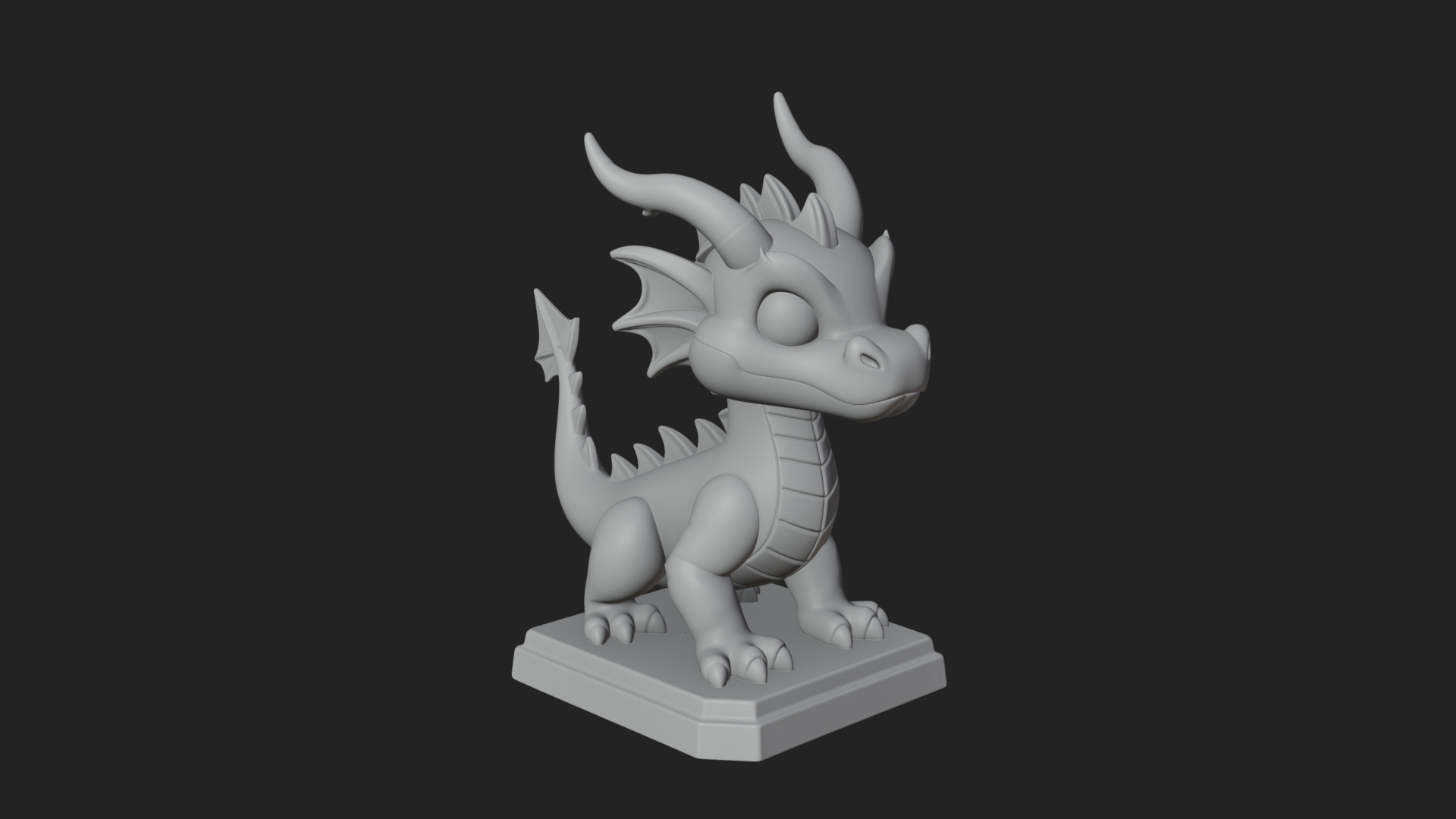 Cute Cartoon Dragon Statue Design 3 3D Print Model 3D Model