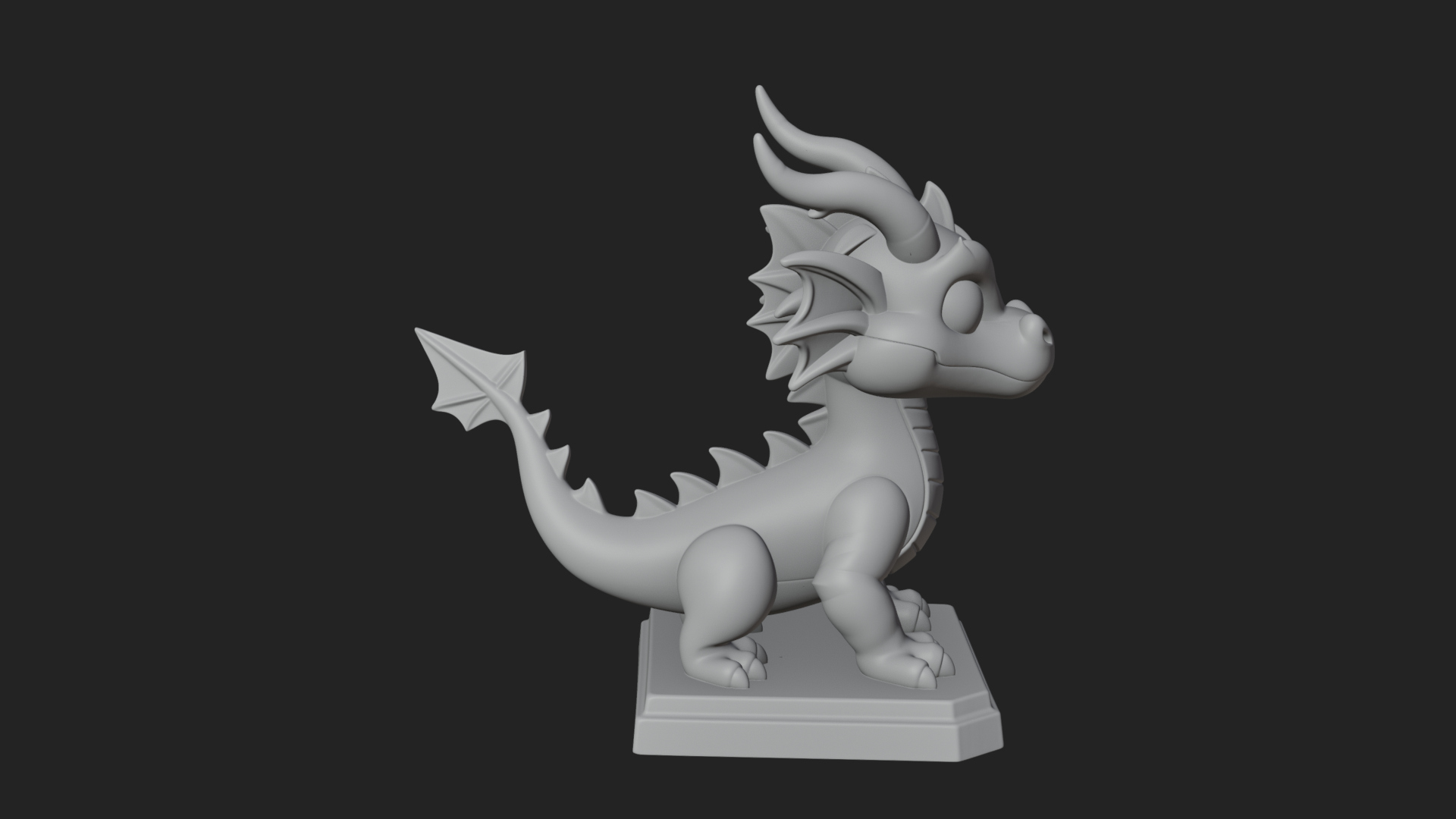 Cute Cartoon Dragon Statue Design 3 3D Print Model 3D Model