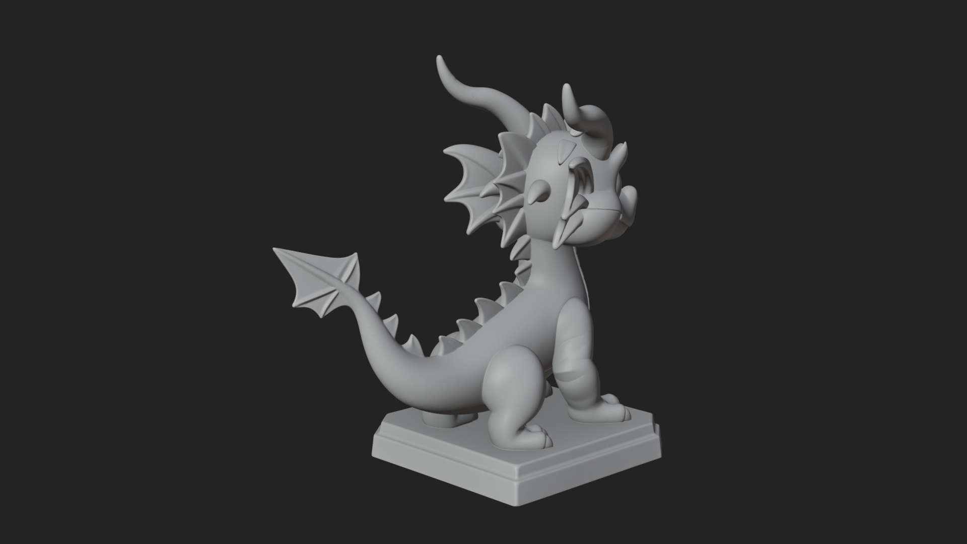 Cute Cartoon Dragon Statue Design 3 3D Print Model 3D Model