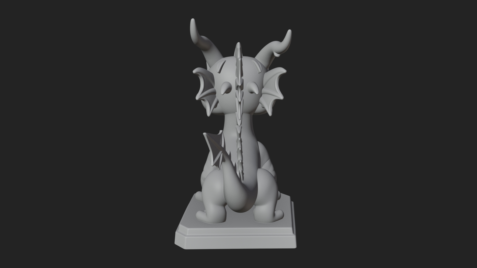 Cute Cartoon Dragon Statue Design 3 3D Print Model 3D Model