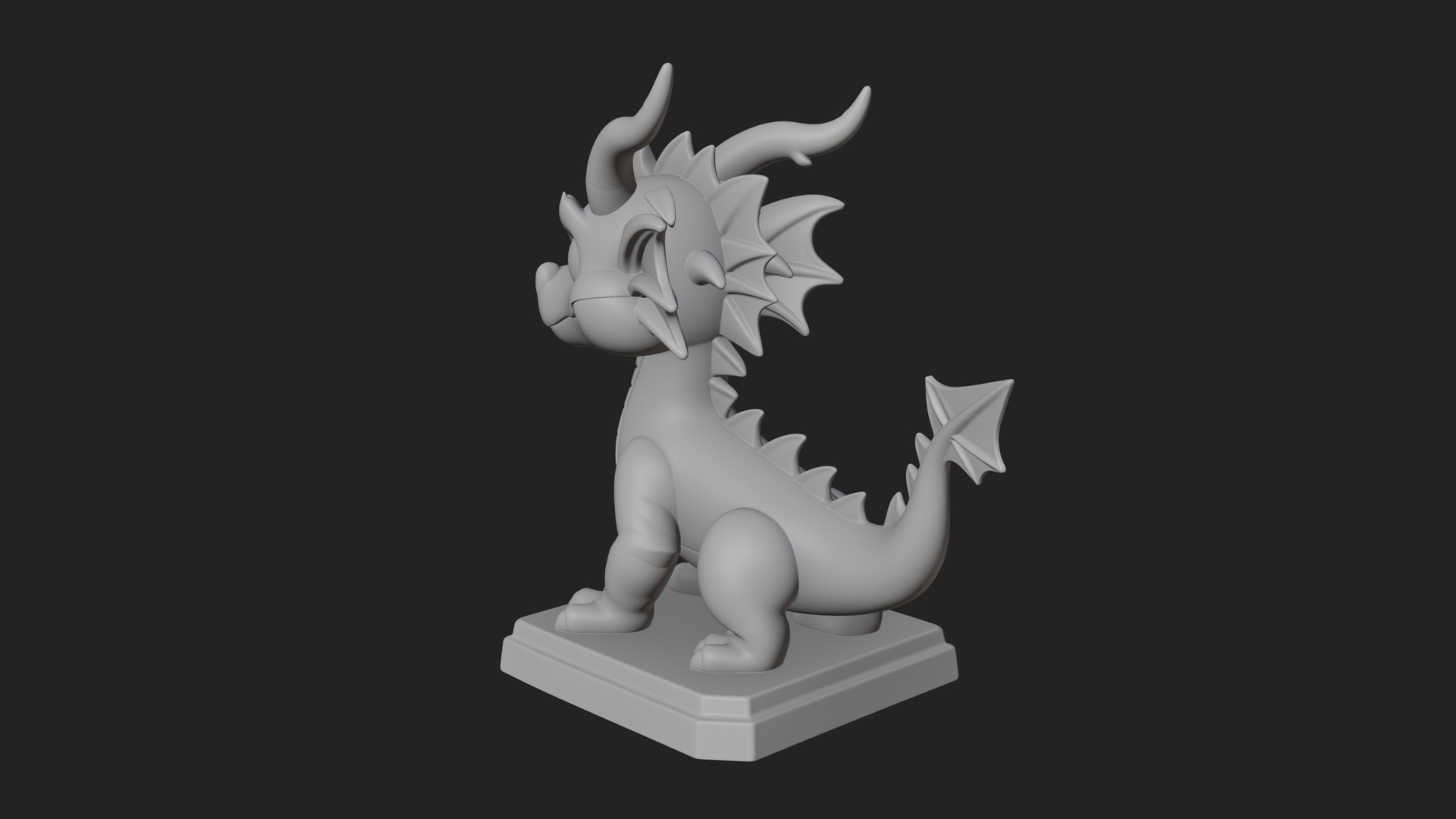 Cute Cartoon Dragon Statue Design 3 3D Print Model 3D Model