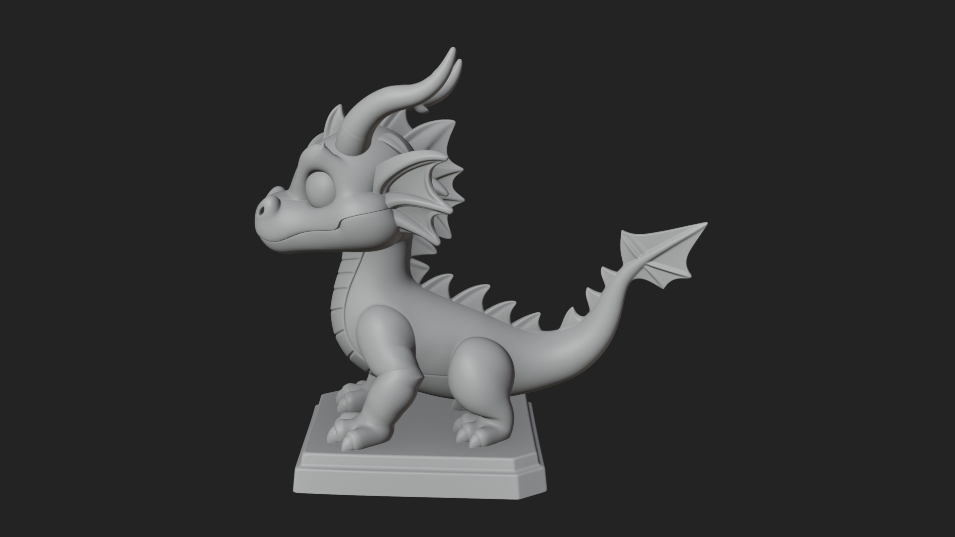 Cute Cartoon Dragon Statue Design 3 3D Print Model 3D Model