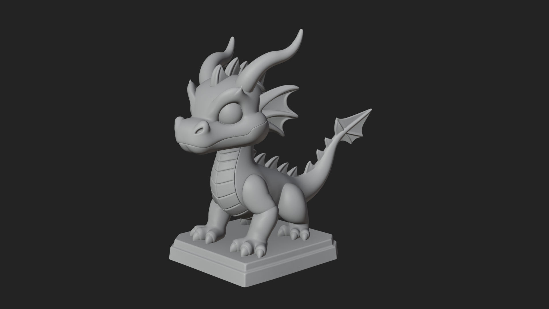 Cute Cartoon Dragon Statue Design 3 3D Print Model 3D Model