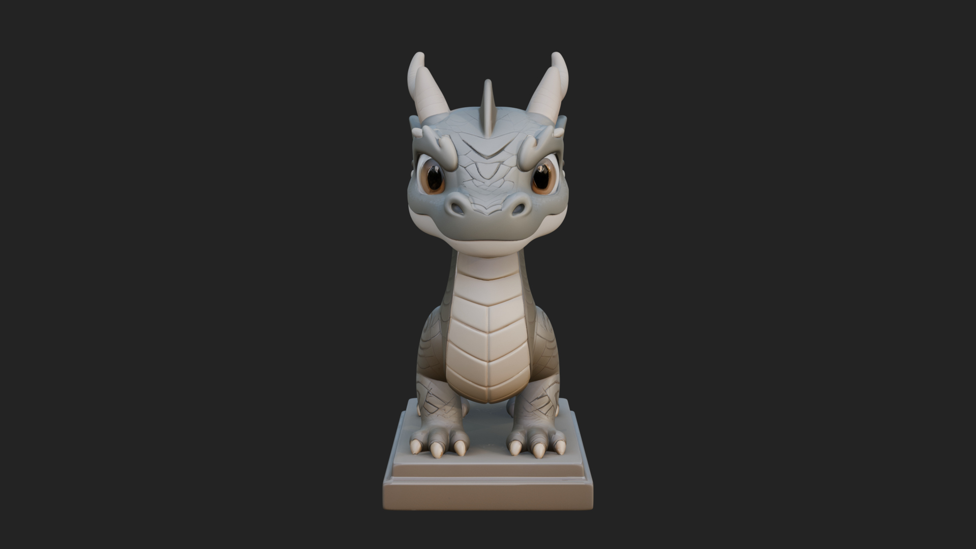 Cute Cartoon Dragon Statue Design 4 3D Print Model 3D Model