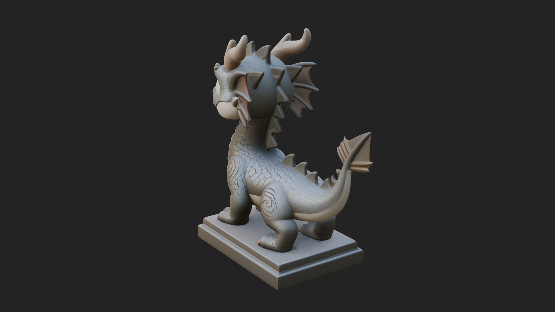 Cute Cartoon Dragon Statue Design 4 3D Print Model 3D Model