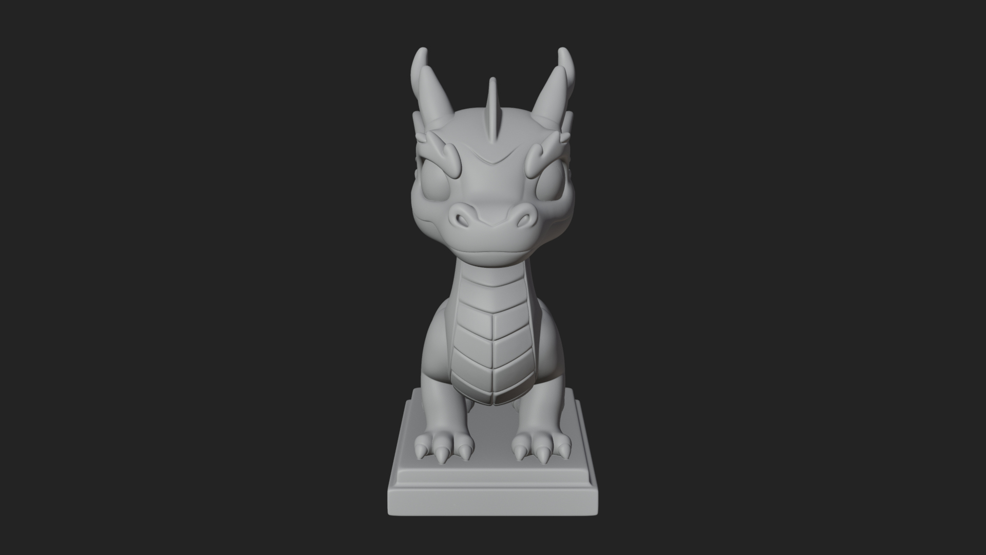 Cute Cartoon Dragon Statue Design 4 3D Print Model 3D Model