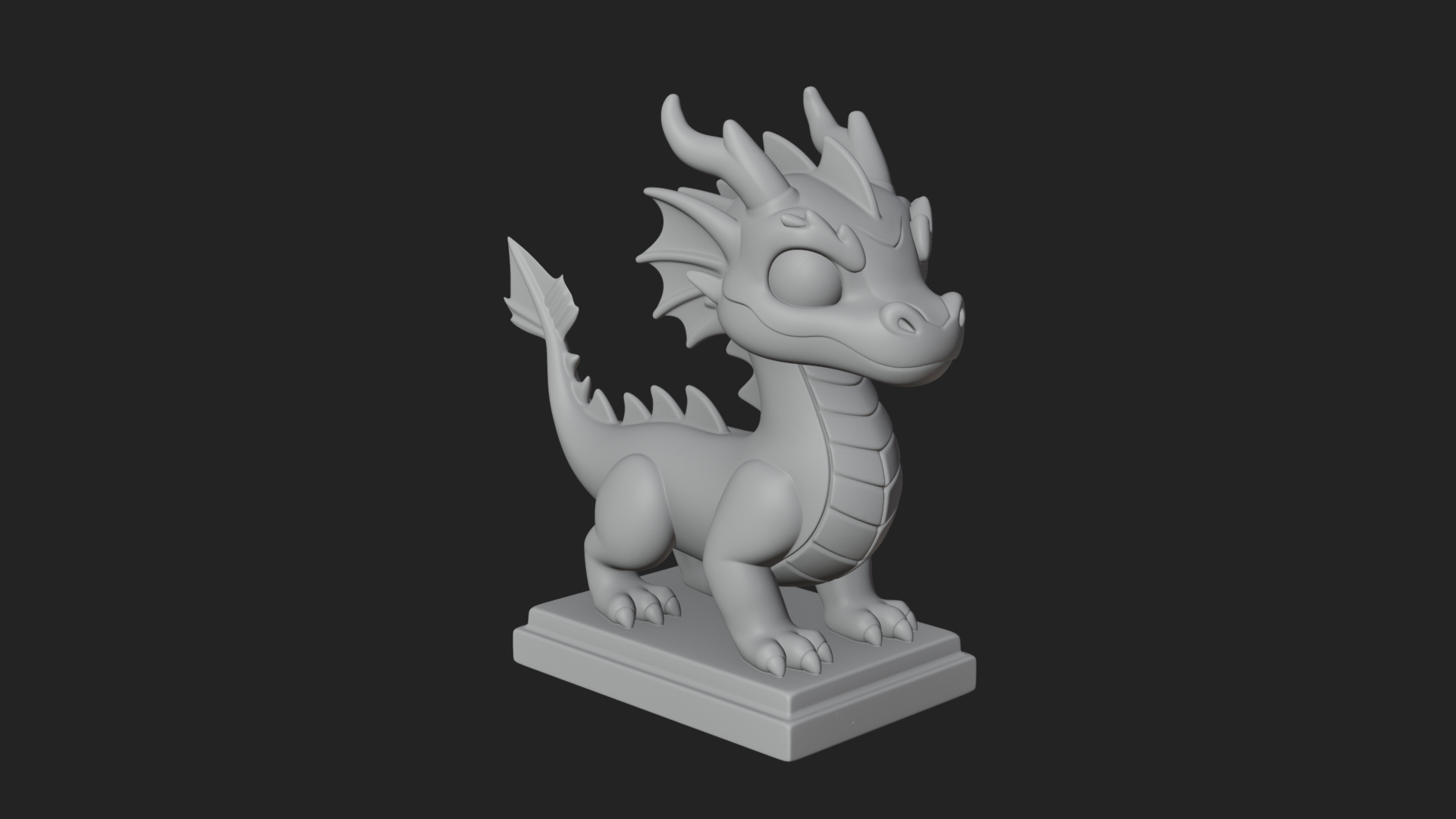 Cute Cartoon Dragon Statue Design 4 3D Print Model 3D Model