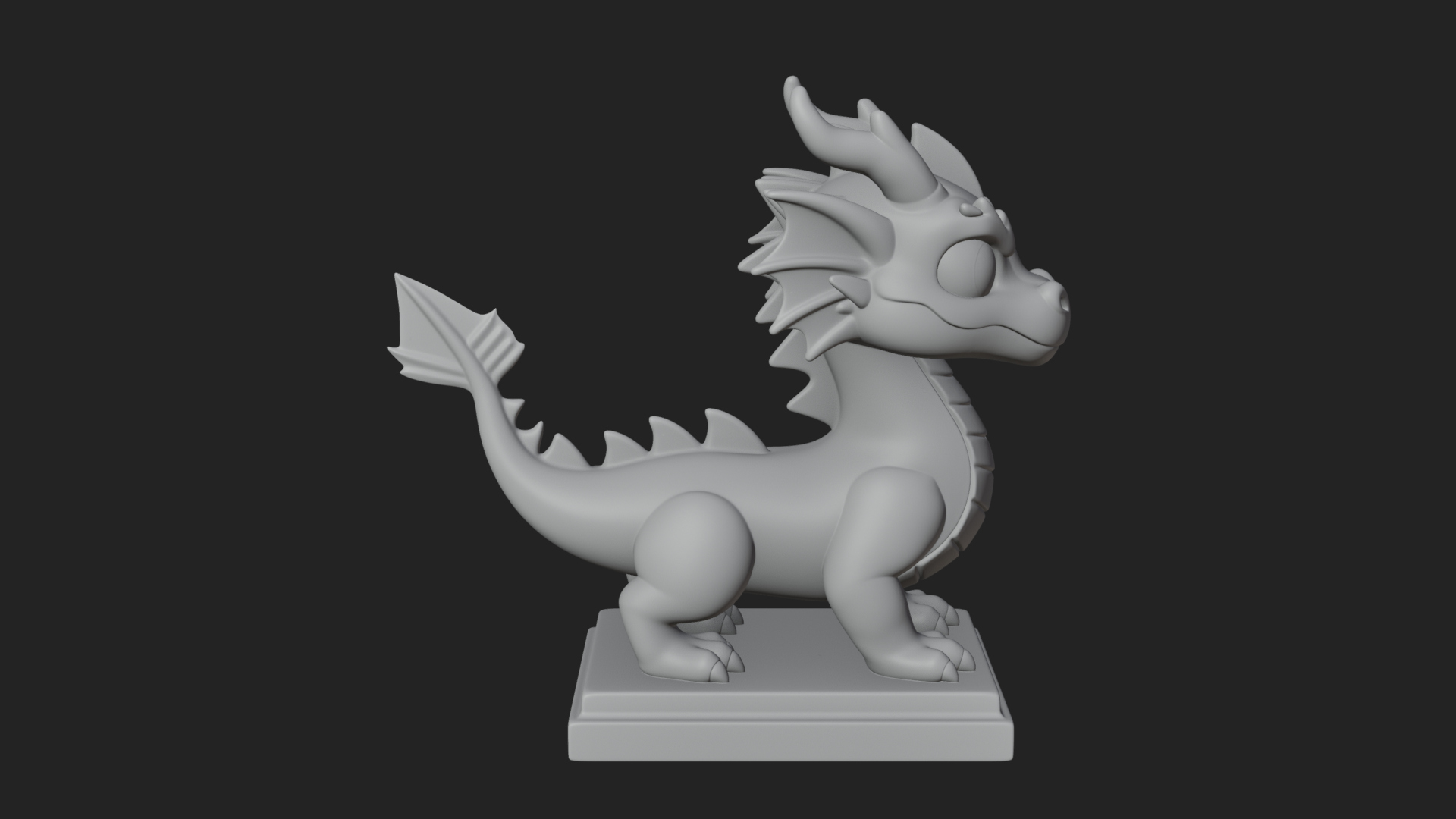 Cute Cartoon Dragon Statue Design 4 3D Print Model 3D Model