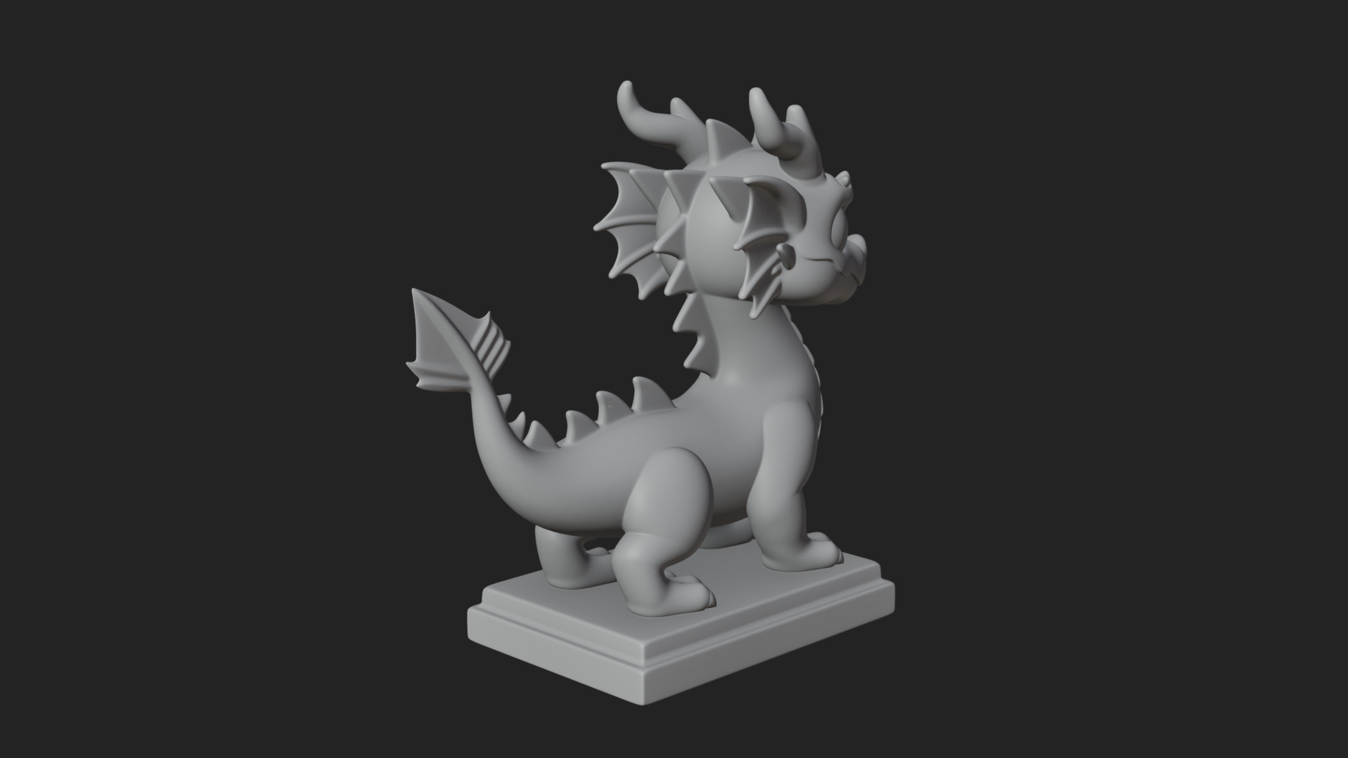 Cute Cartoon Dragon Statue Design 4 3D Print Model 3D Model