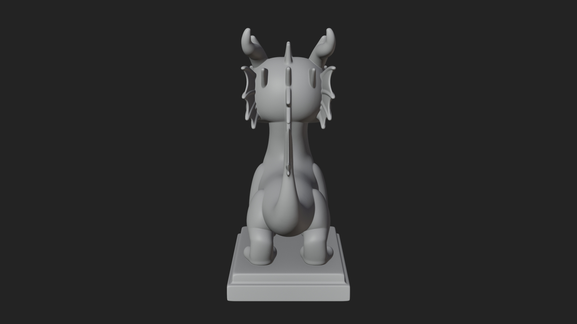 Cute Cartoon Dragon Statue Design 4 3D Print Model 3D Model