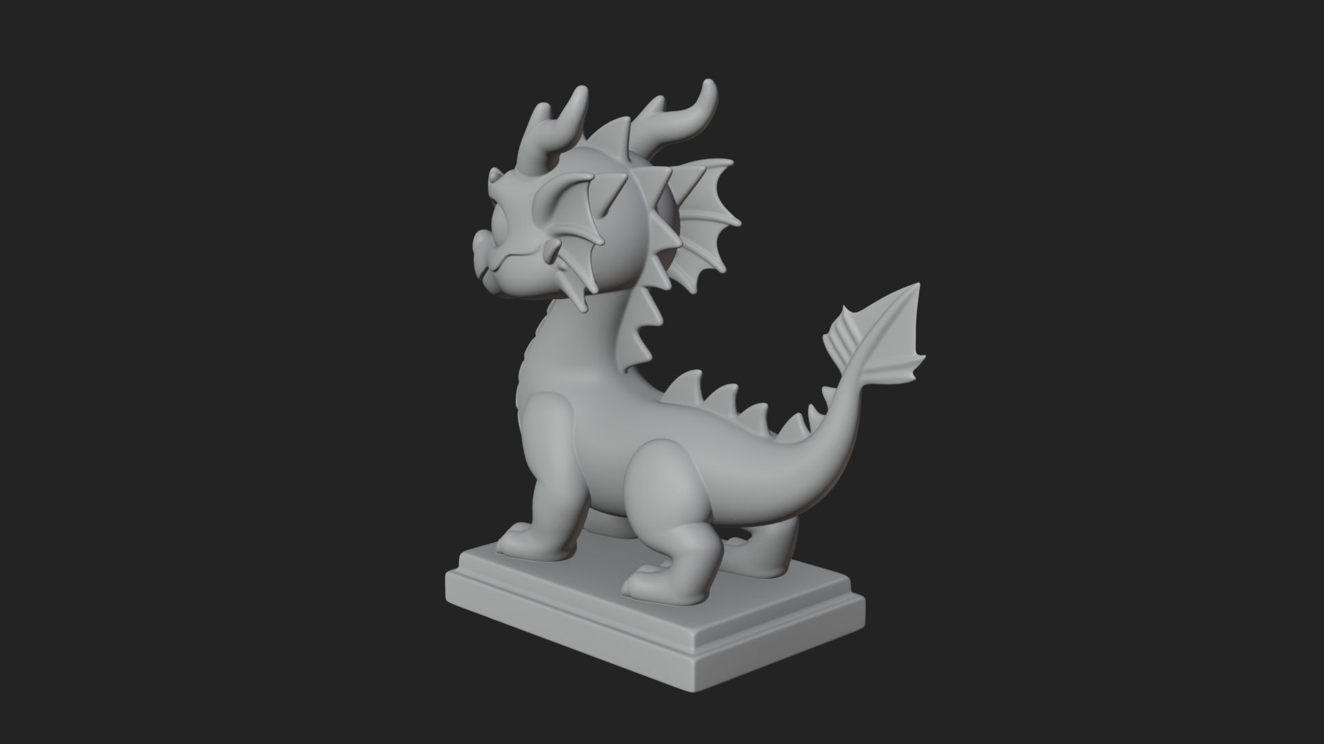 Cute Cartoon Dragon Statue Design 4 3D Print Model 3D Model