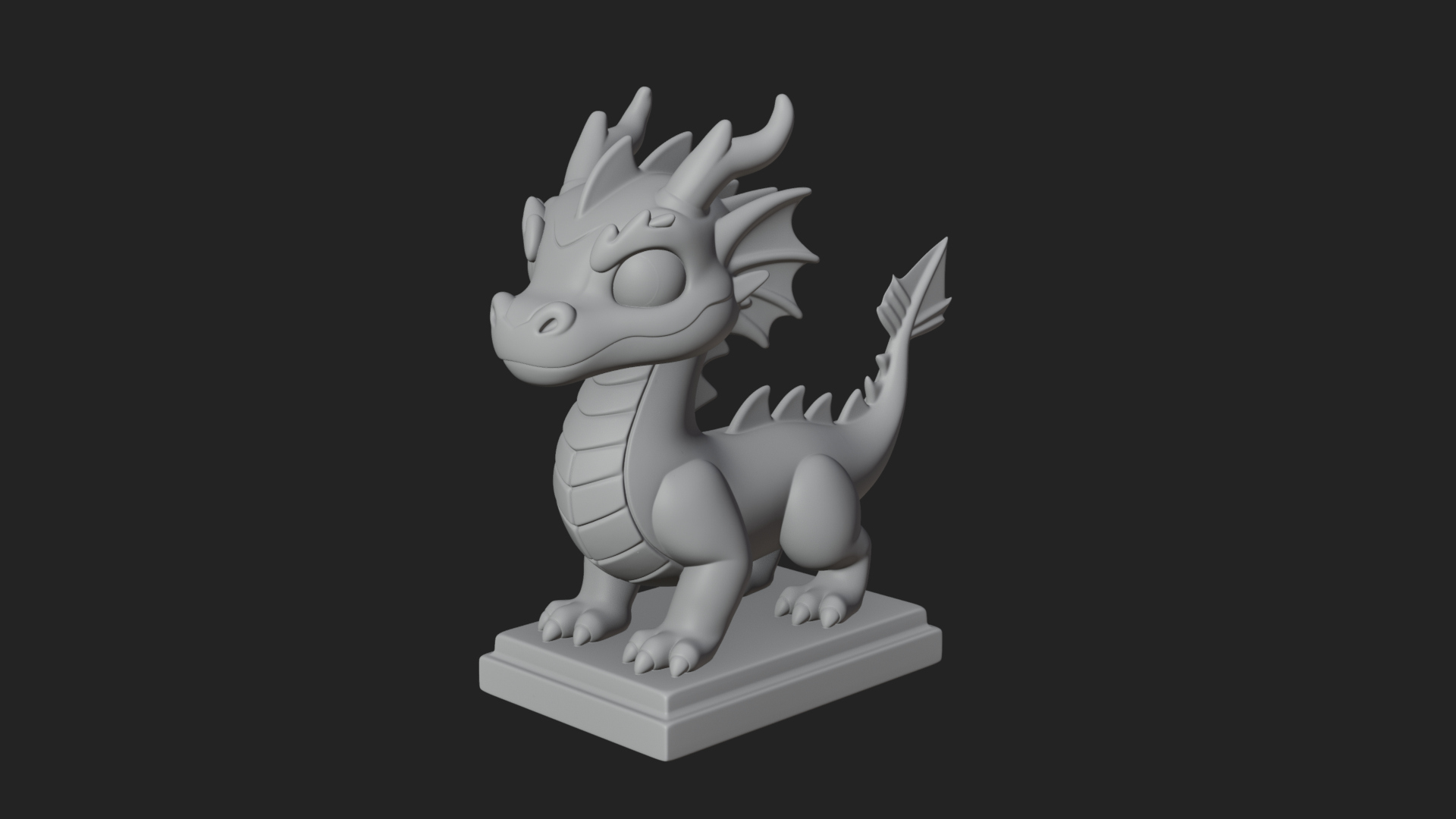Cute Cartoon Dragon Statue Design 4 3D Print Model 3D Model