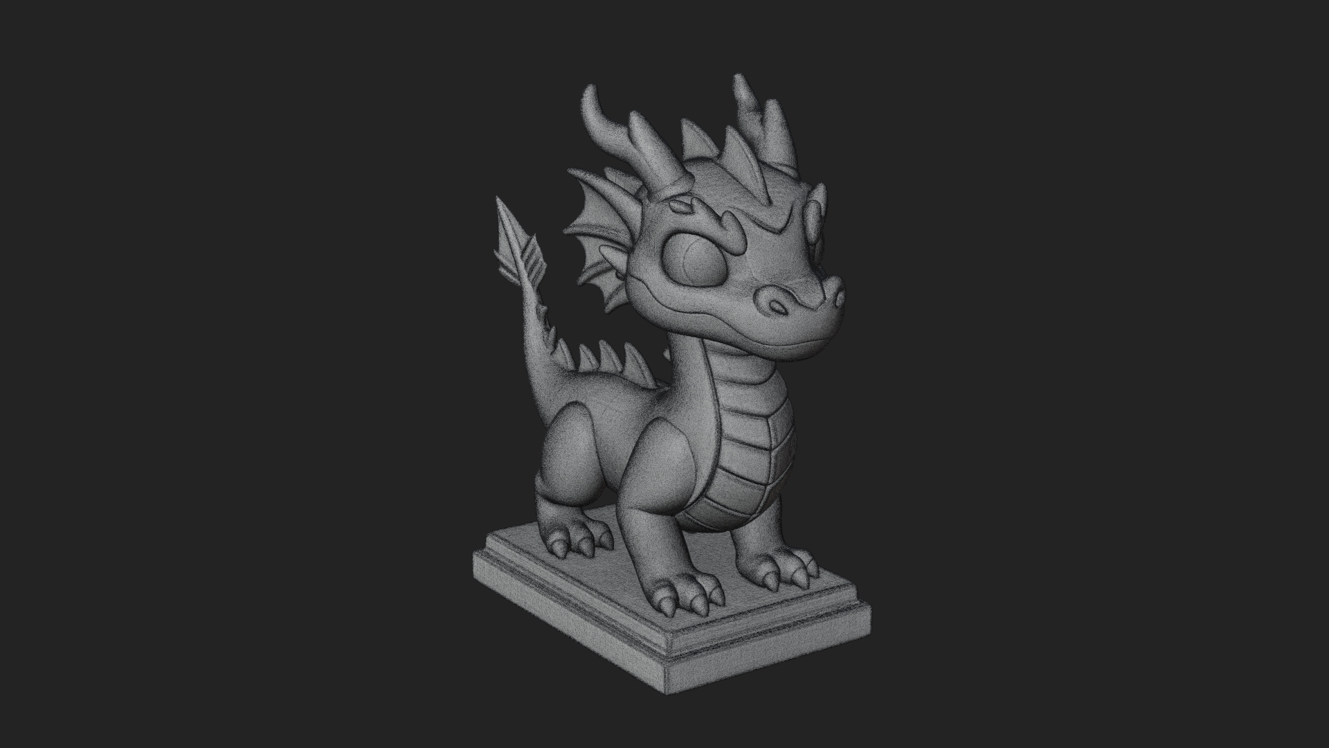 Cute Cartoon Dragon Statue Design 4 3D Print Model 3D Model