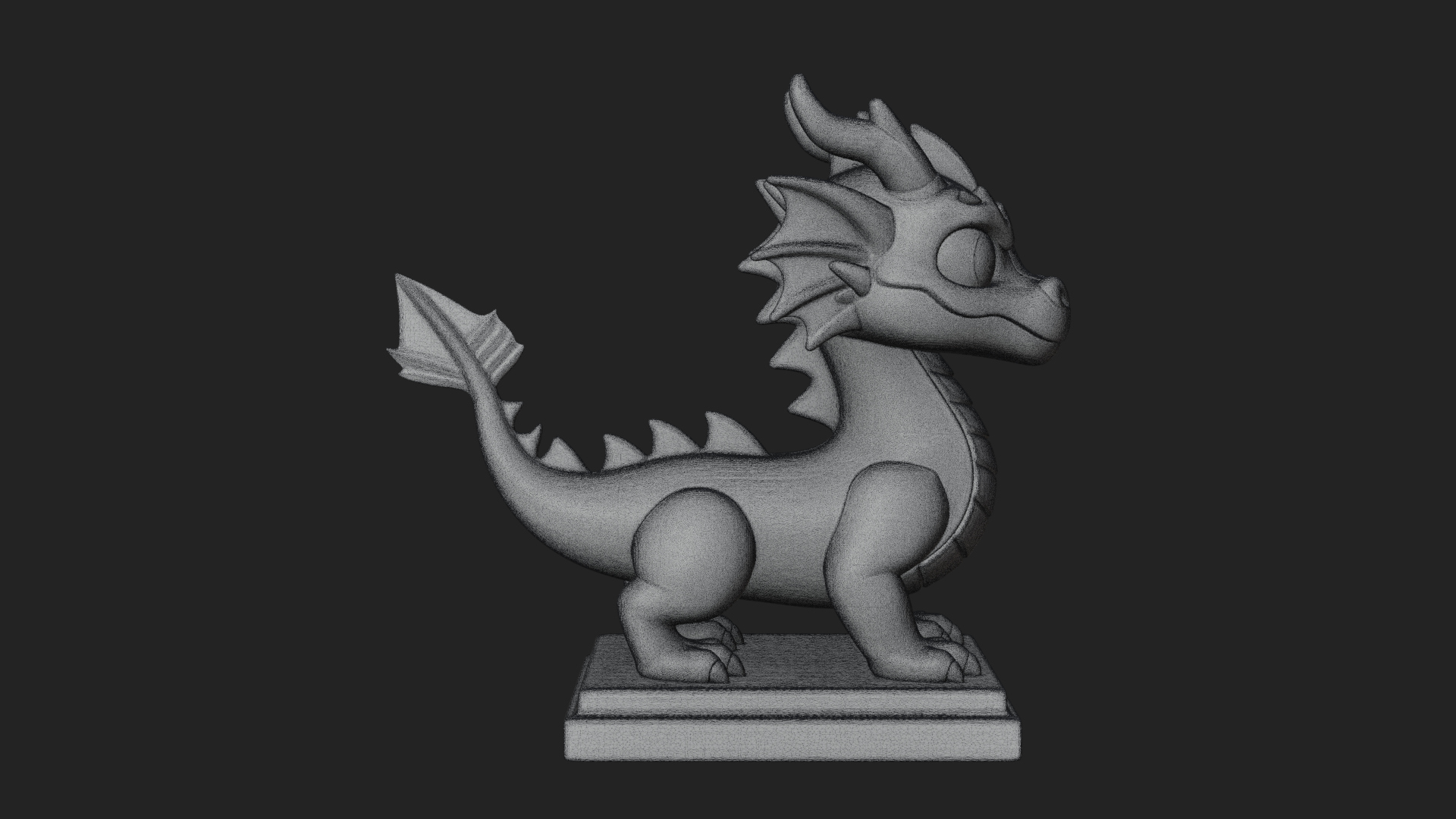 Cute Cartoon Dragon Statue Design 4 3D Print Model 3D Model