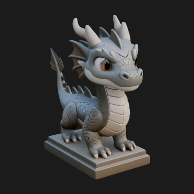 Cute Cartoon Dragon Statue Design 4 3D Print Model