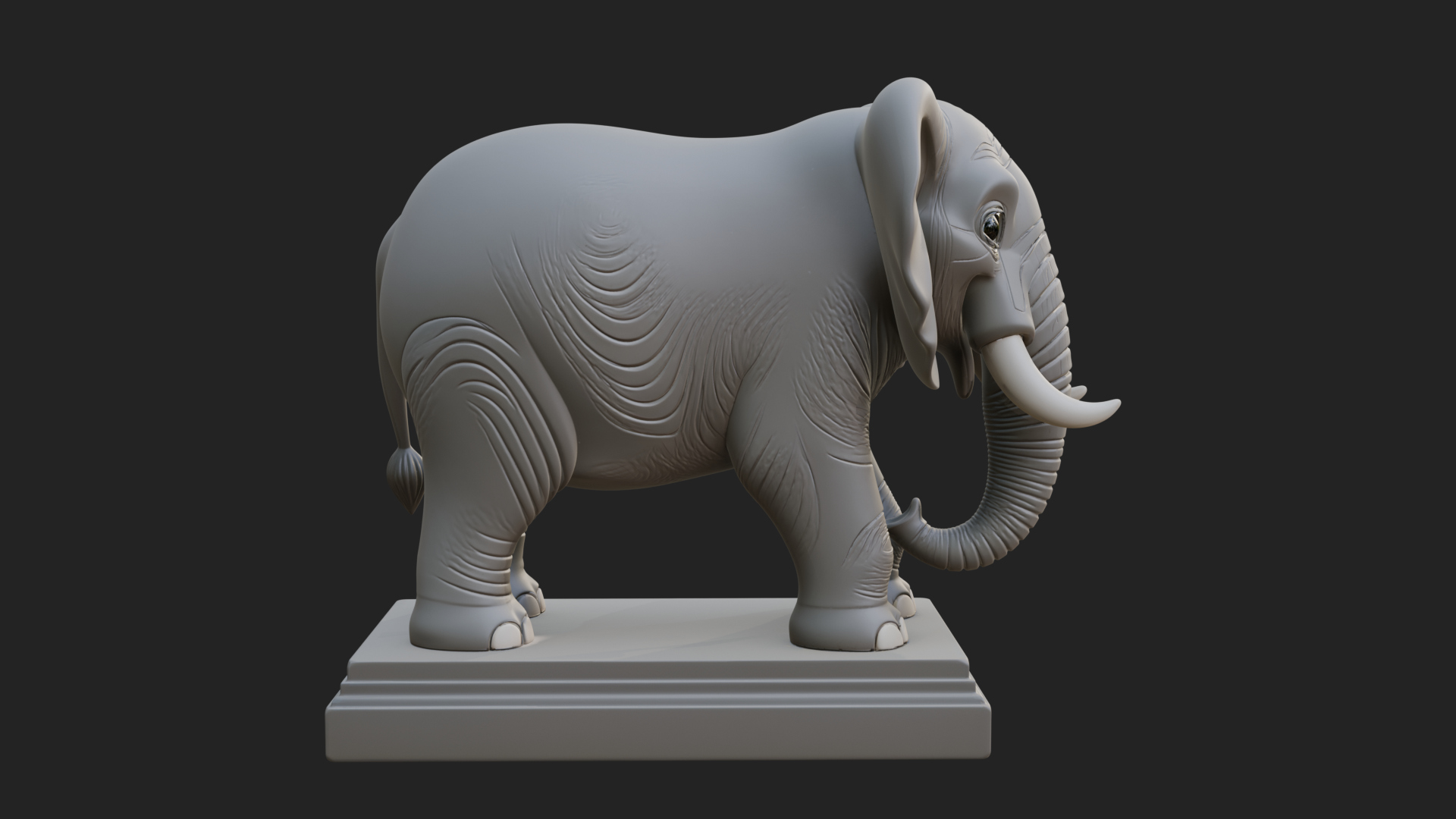 Cute Cartoon Elephant Statue Design 1 3D Print Model 3D Model