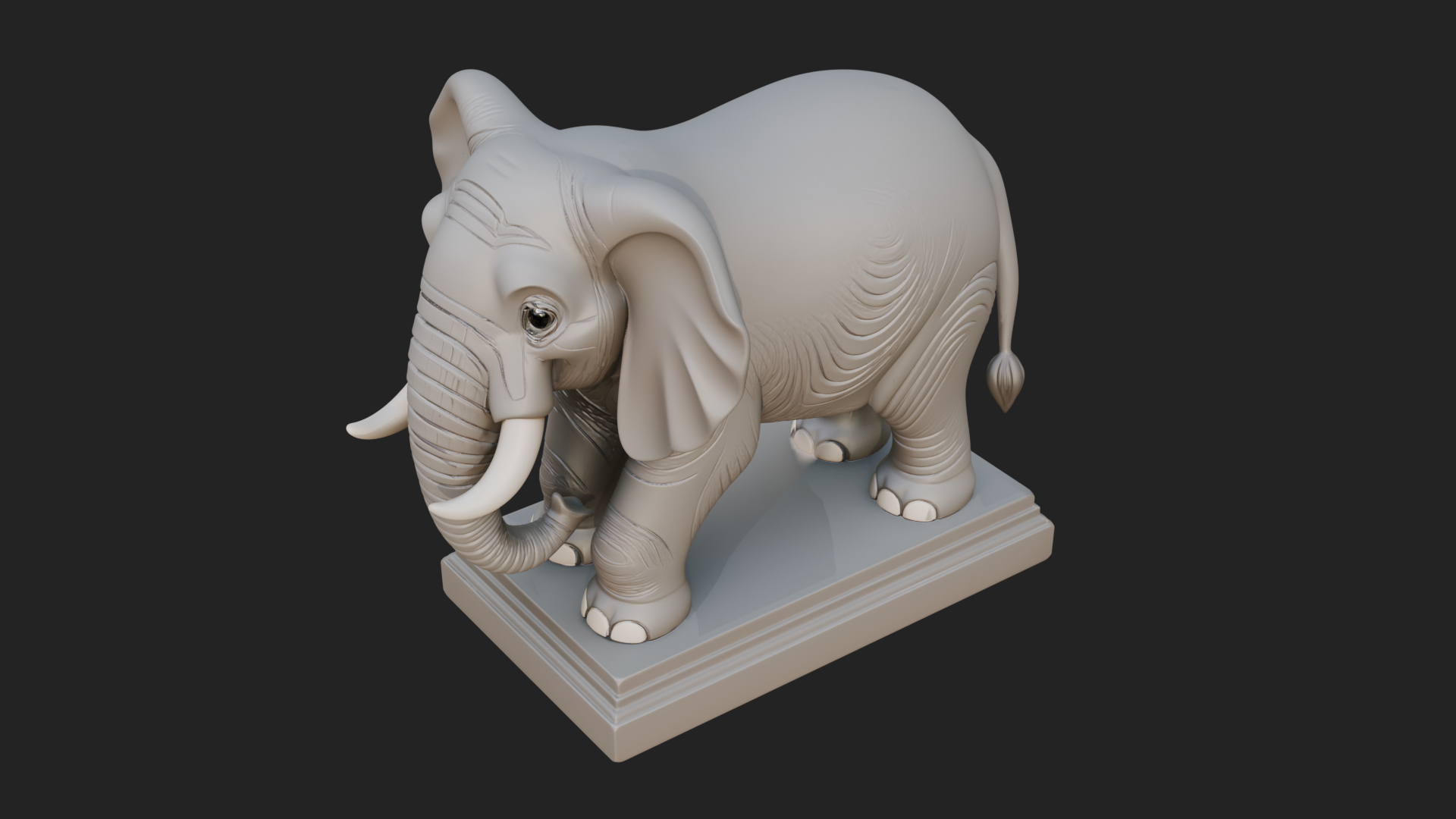 Cute Cartoon Elephant Statue Design 1 3D Print Model 3D Model