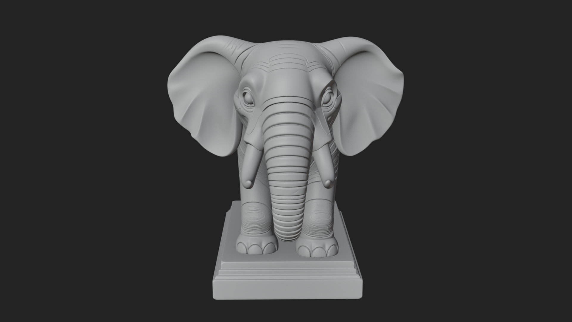 Cute Cartoon Elephant Statue Design 1 3D Print Model 3D Model