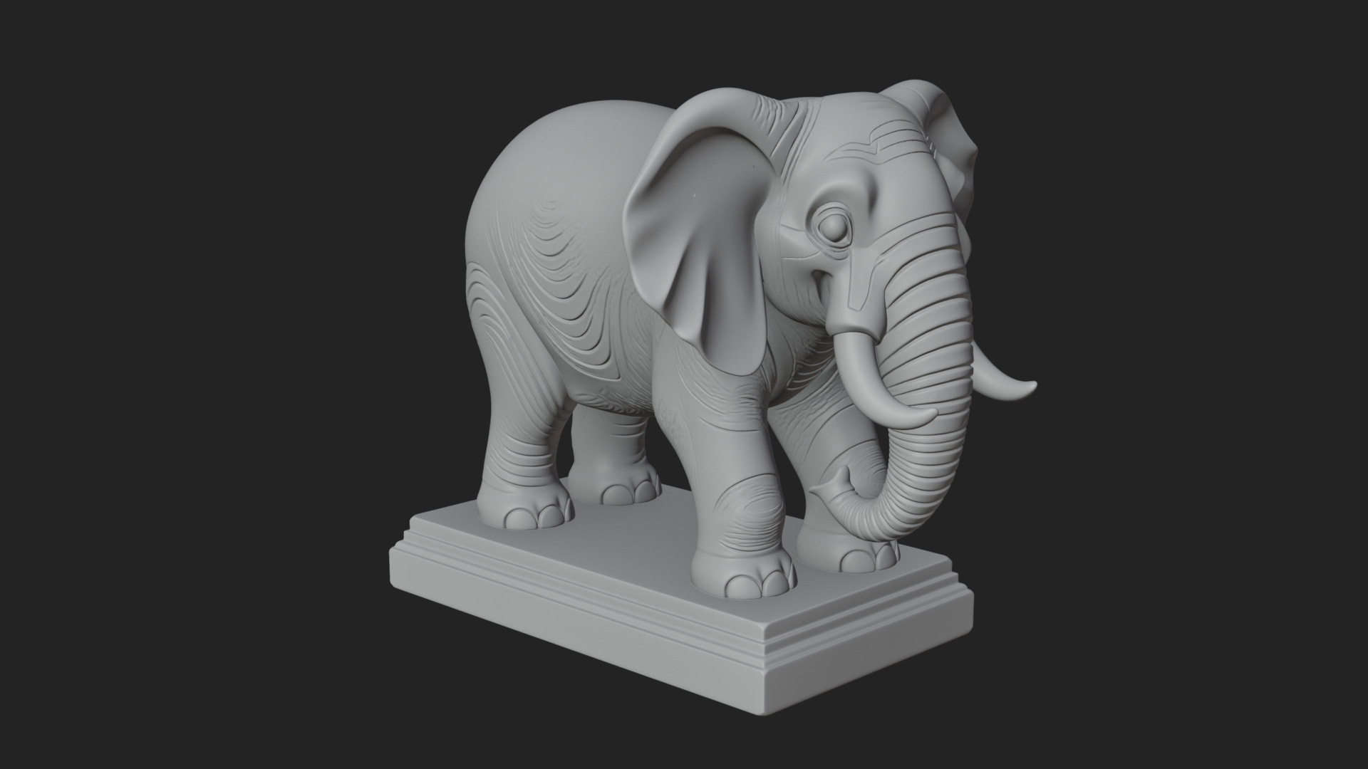 Cute Cartoon Elephant Statue Design 1 3D Print Model 3D Model