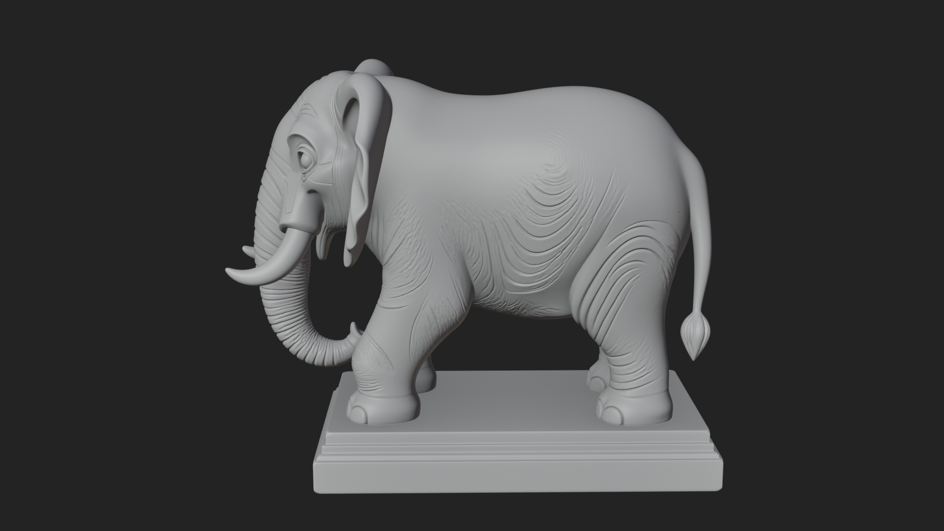 Cute Cartoon Elephant Statue Design 1 3D Print Model 3D Model