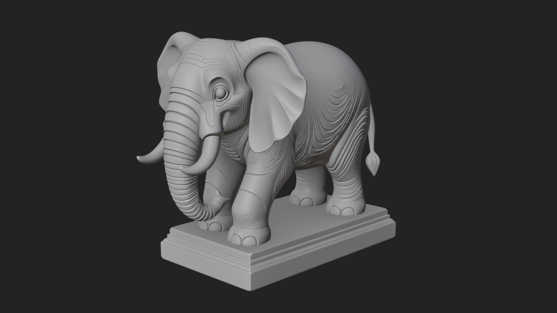 Cute Cartoon Elephant Statue Design 1 3D Print Model 3D Model