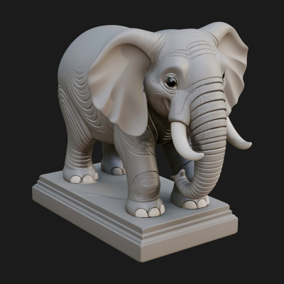 Cute Cartoon Elephant Statue Design 1 3D Print Model