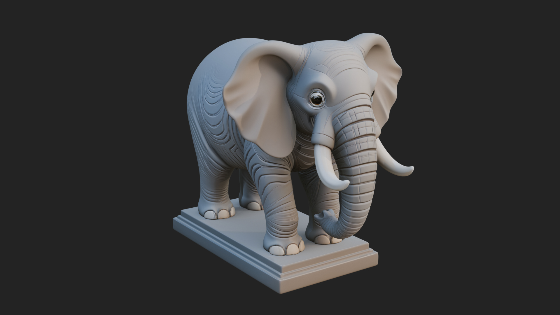 Cute Cartoon Elephant Statue Design 2 3D Print Model 3D Model