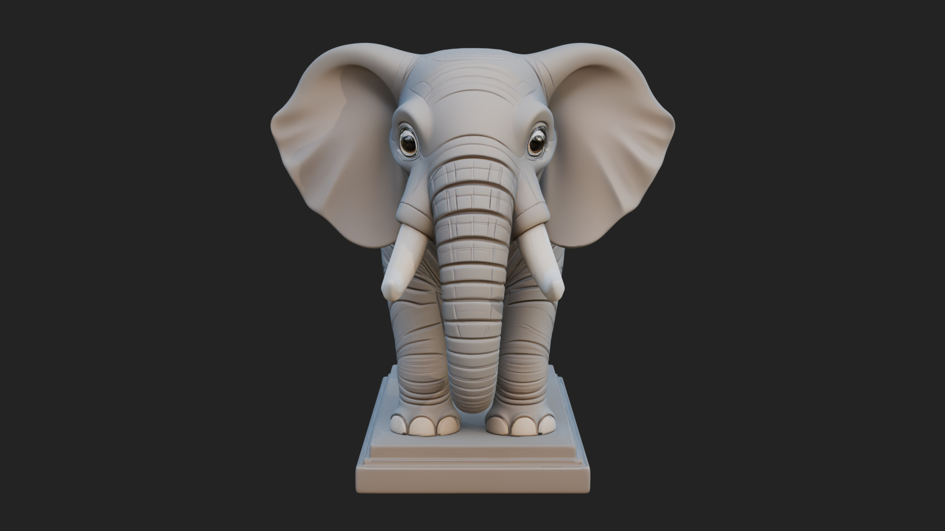 Cute Cartoon Elephant Statue Design 2 3D Print Model 3D Model