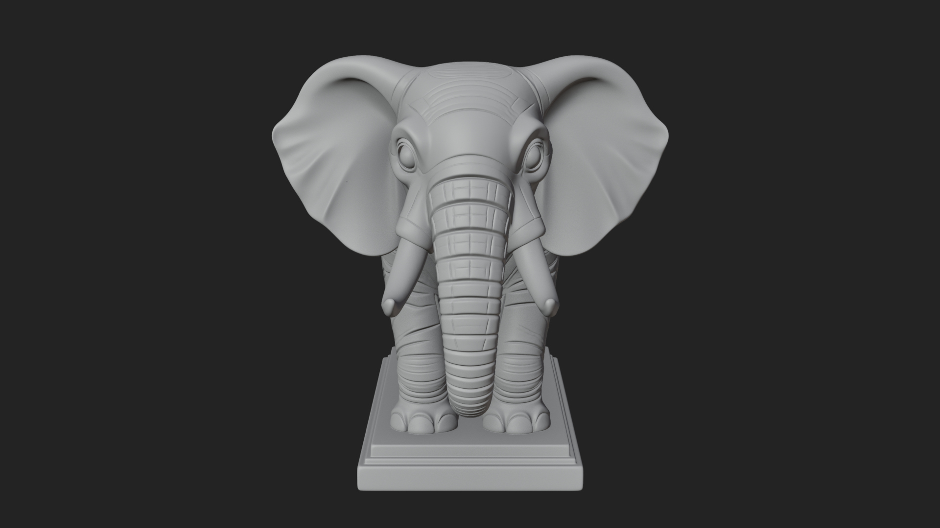 Cute Cartoon Elephant Statue Design 2 3D Print Model 3D Model